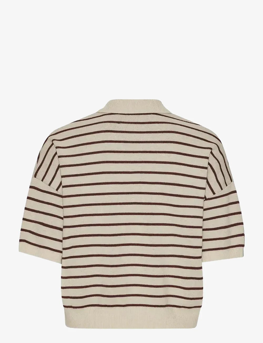 ROTATE Birger Christensen - SLINKY KNIT POLO - polosärgid - oatmeal comb. - 2