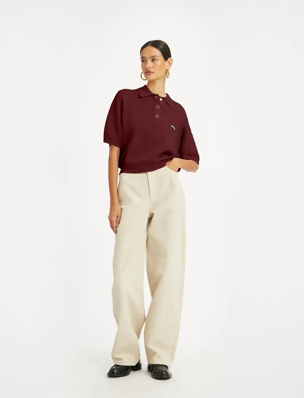 ROTATE Birger Christensen - SLINKY KNIT POLO - pikéer - zinfandel - 5