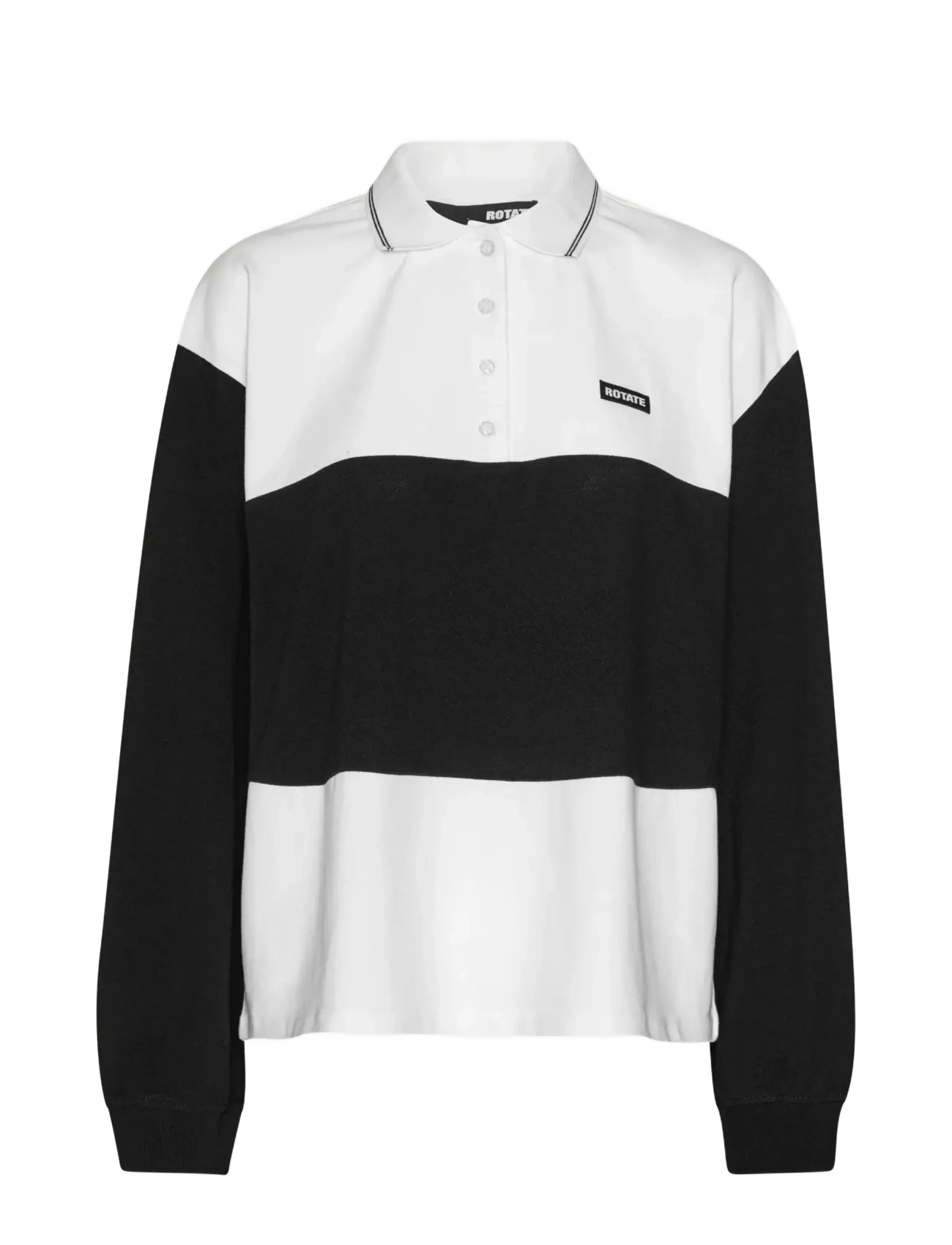 ROTATE Birger Christensen PIQUE LONGSLEEVE POLO - Angebote - BRIGHT WHITE / white
