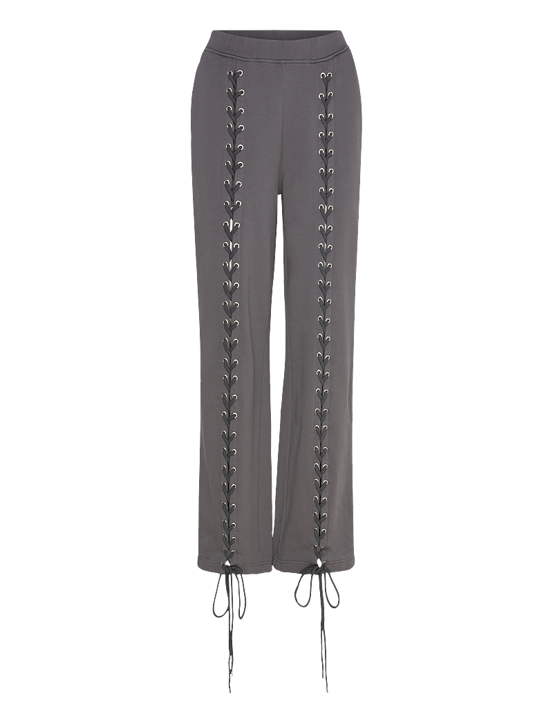 ROTATE Birger Christensen - LACING SWEATPANTS - straight leg hosen - gray pinstripe - 1