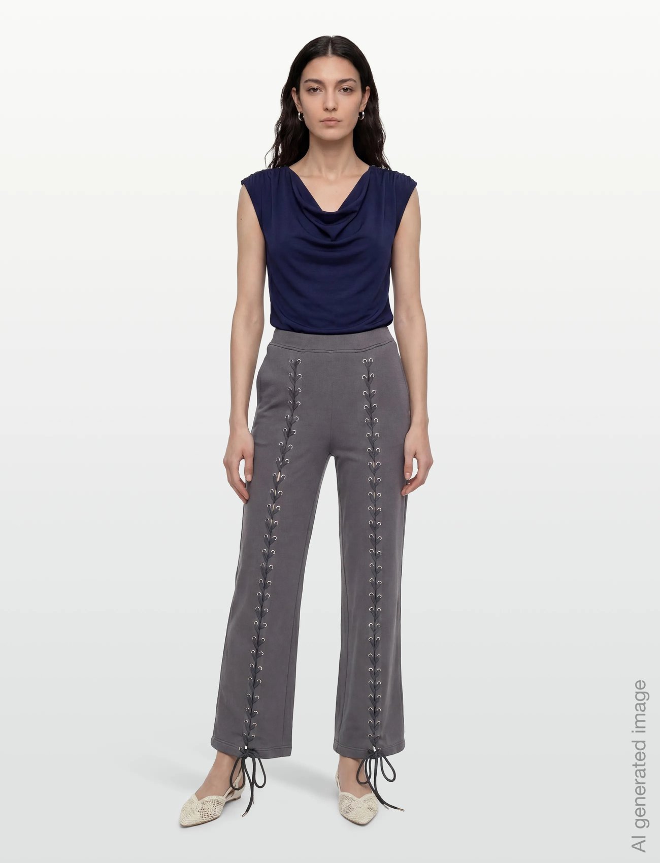 LACING SWEATPANTS - GRAY PINSTRIPE