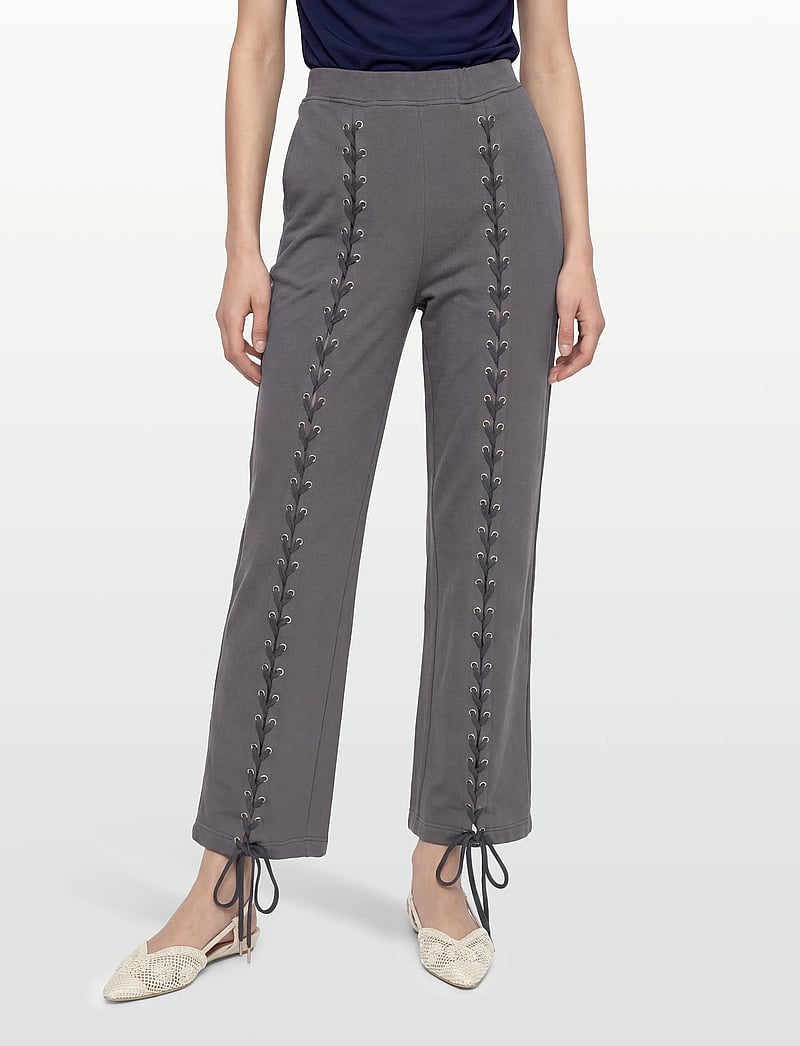 ROTATE Birger Christensen - LACING SWEATPANTS - straight leg hosen - gray pinstripe - 3