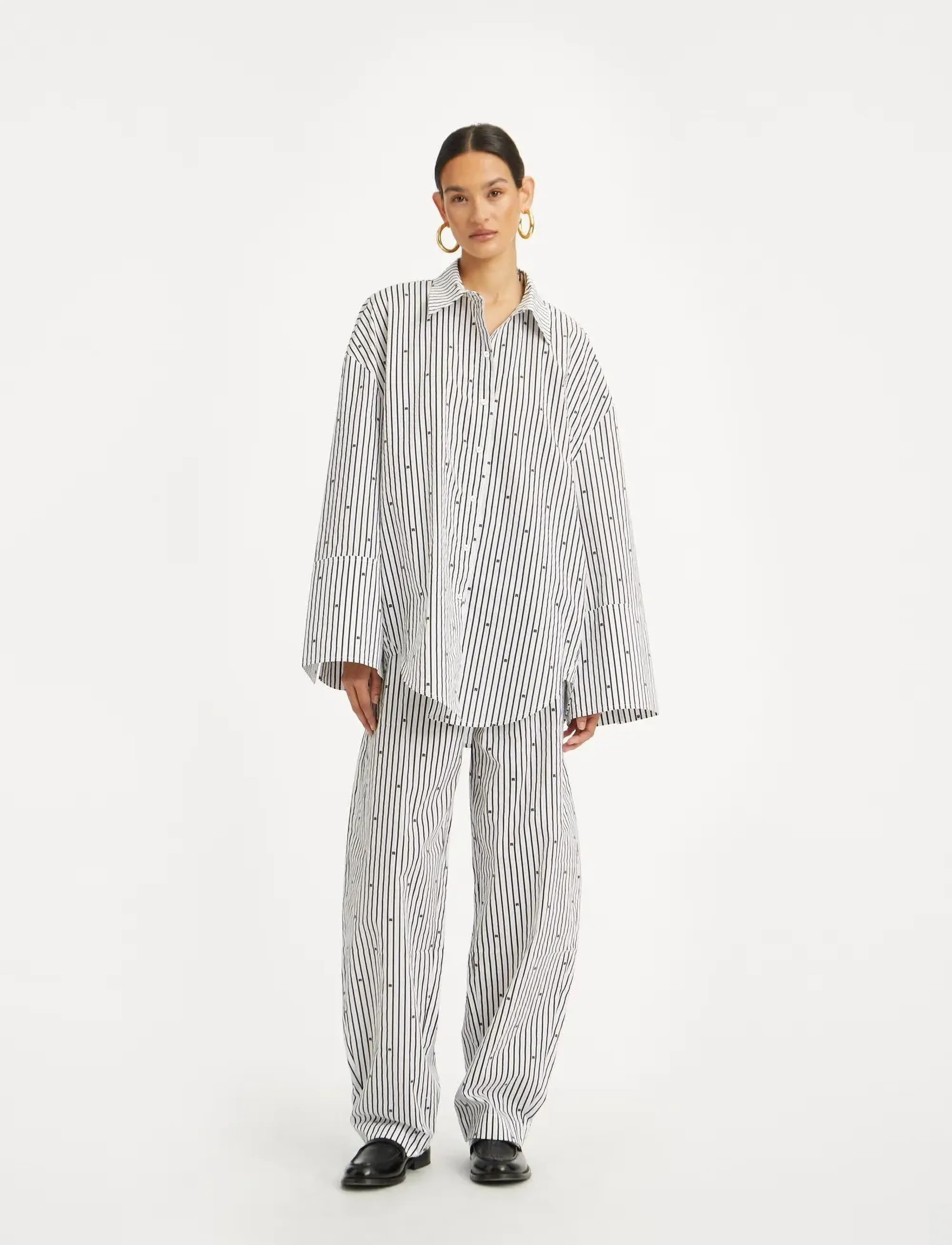ROTATE Birger Christensen - POPLIN OVERSIZED SHIRT - 1000 black comb. - 0