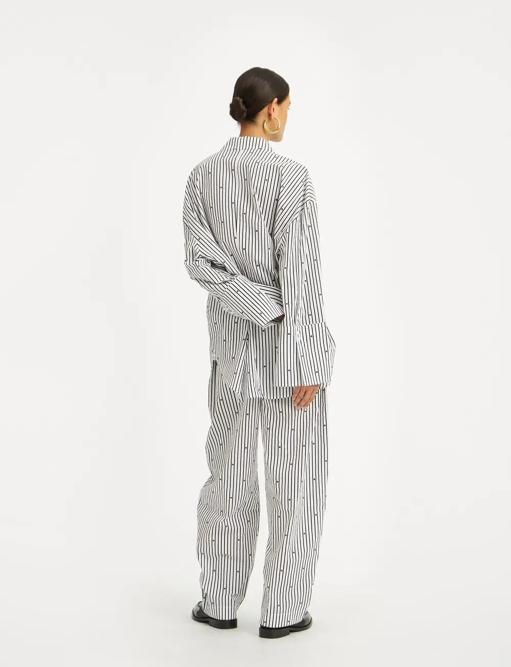 ROTATE Birger Christensen - POPLIN OVERSIZED SHIRT - jeansskjortor - 1000 black comb. - 4
