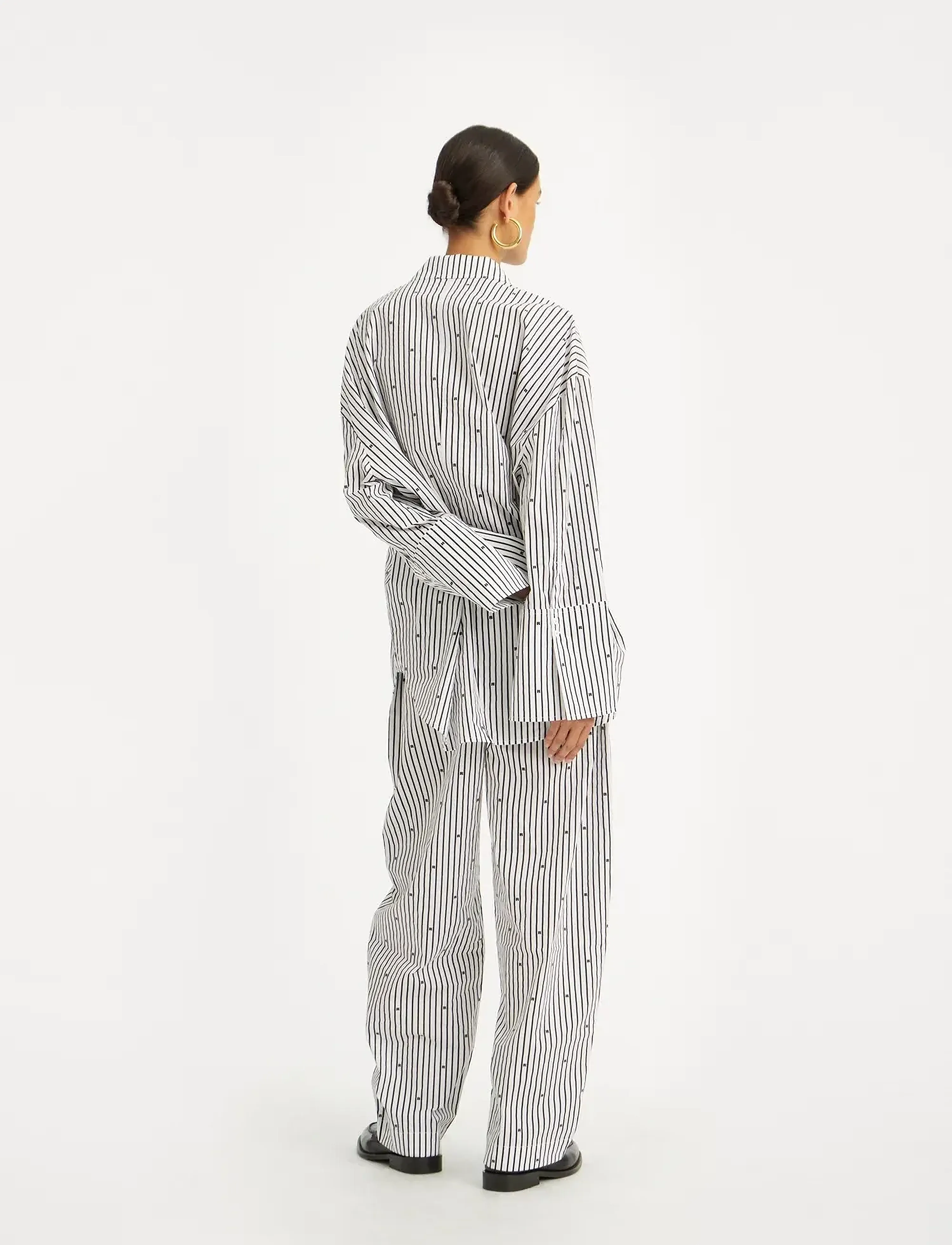ROTATE Birger Christensen - POPLIN OVERSIZED SHIRT - 1000 black comb. - 4