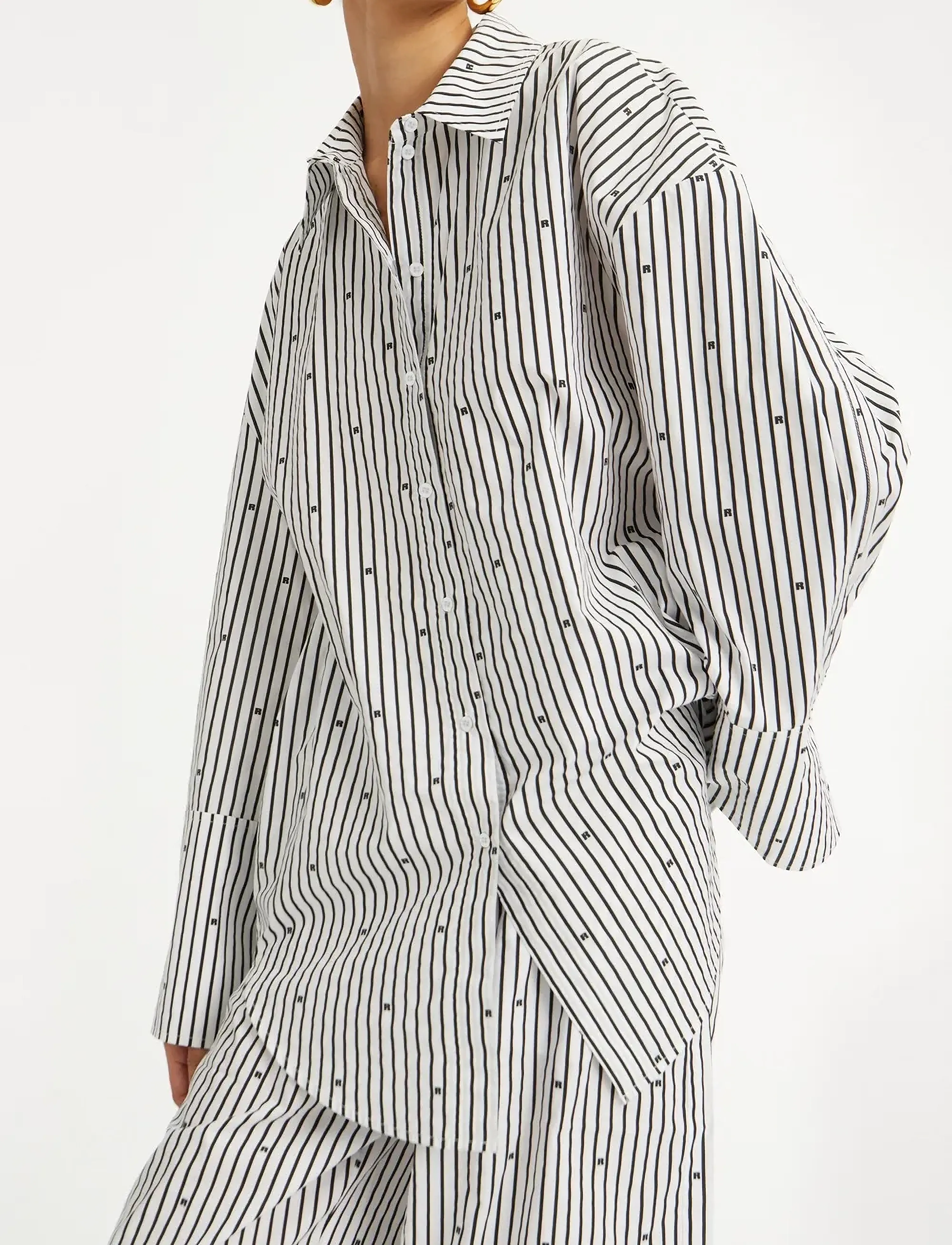 ROTATE Birger Christensen - POPLIN OVERSIZED SHIRT - 1000 black comb. - 5