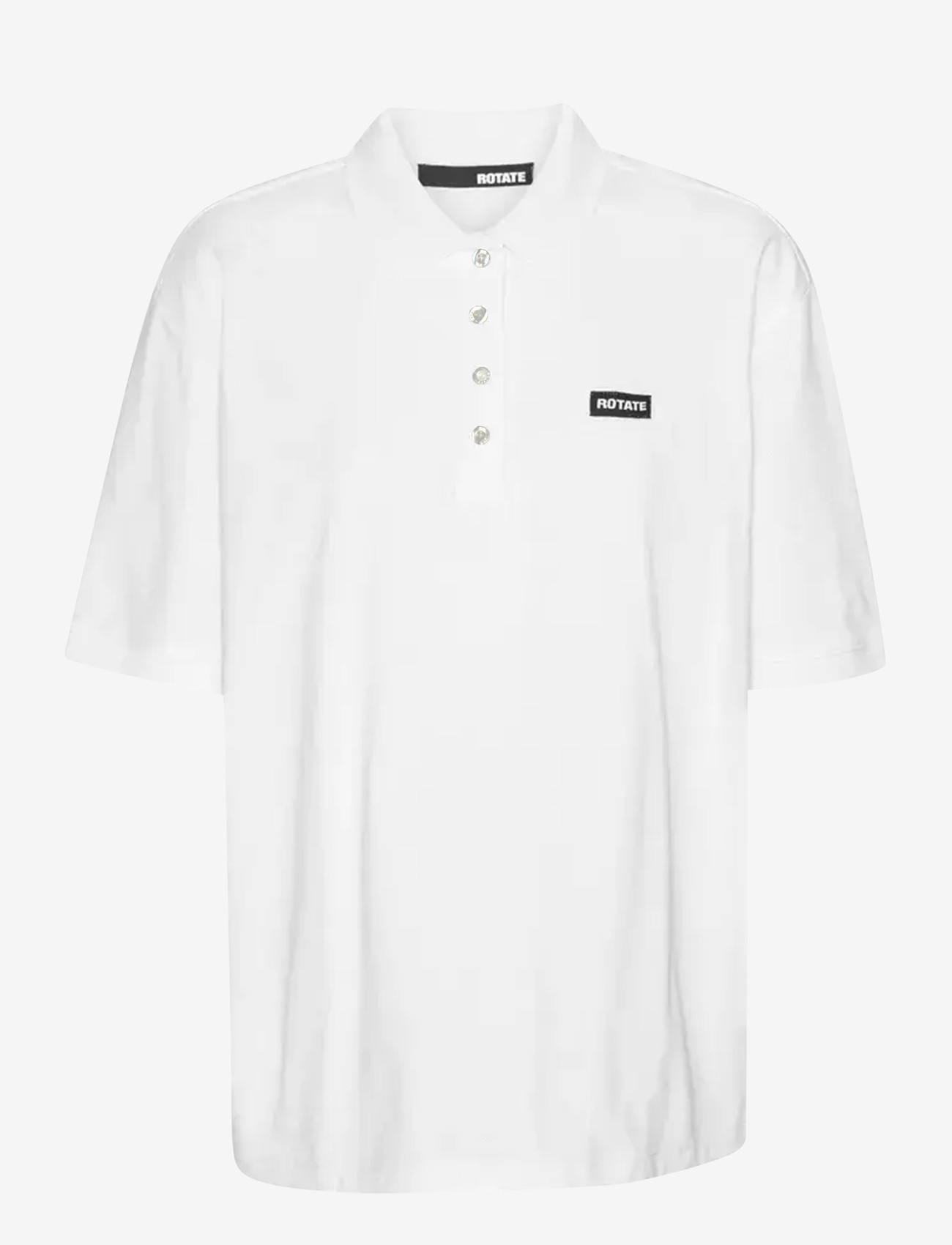 ROTATE Birger Christensen - COTTON SHORT SLEEVE POLO - t-shirts & topper - bright white - 1