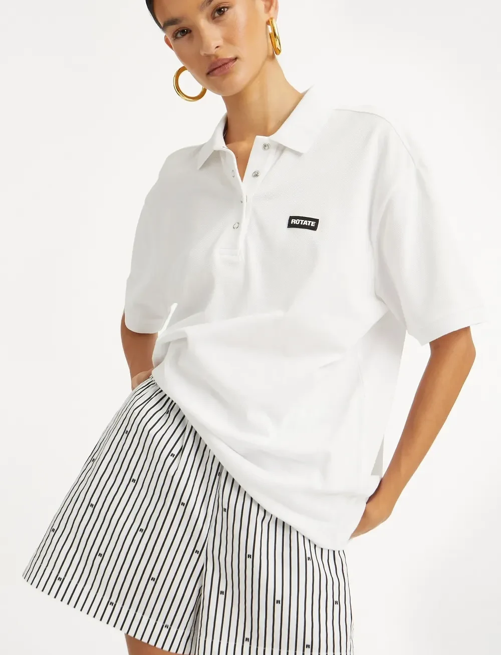 ROTATE Birger Christensen - COTTON SHORT SLEEVE POLO - pikéer - bright white - 5