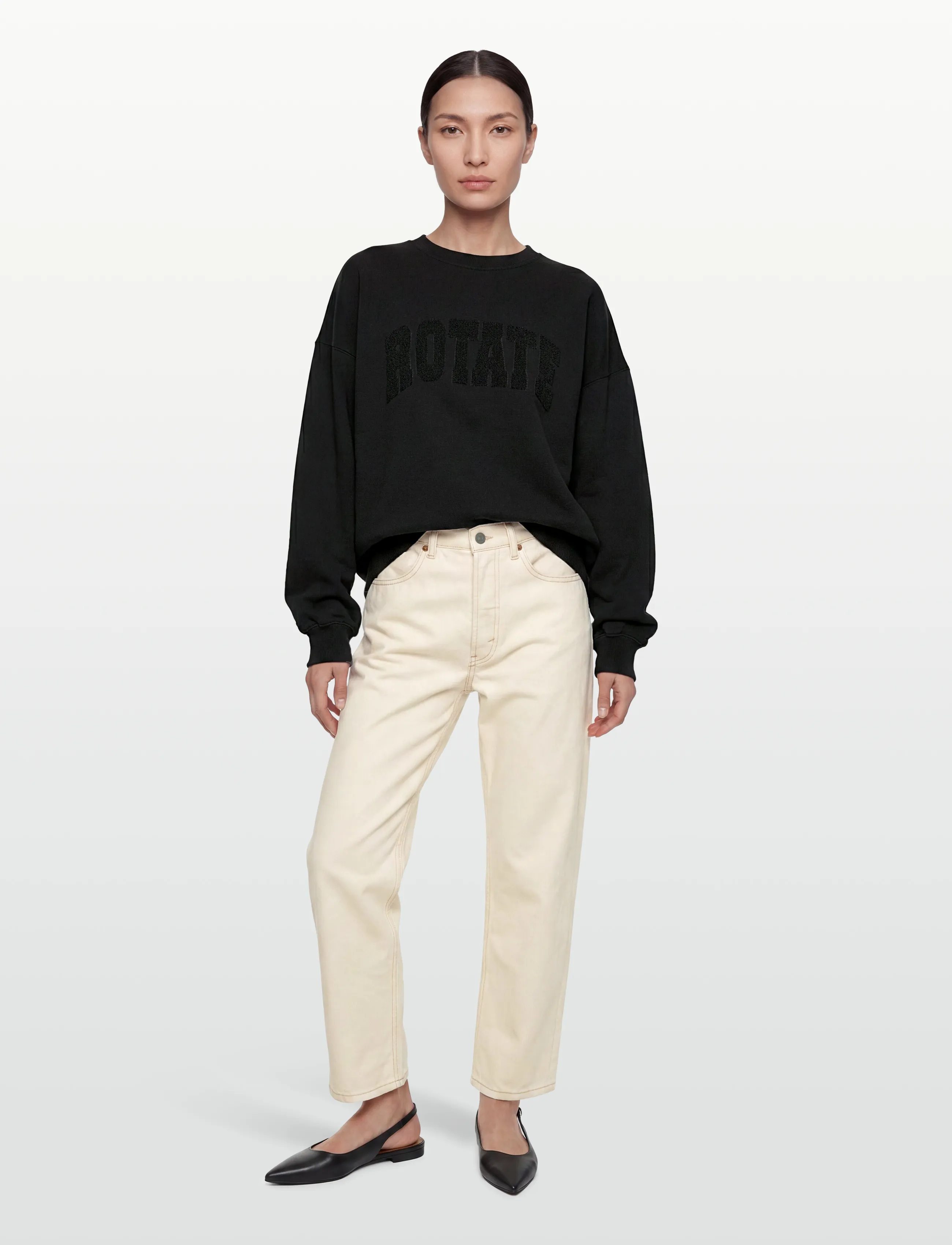 ROTATE Birger Christensen Heavy Sweat Crewneck - Kläder - BLACK / black