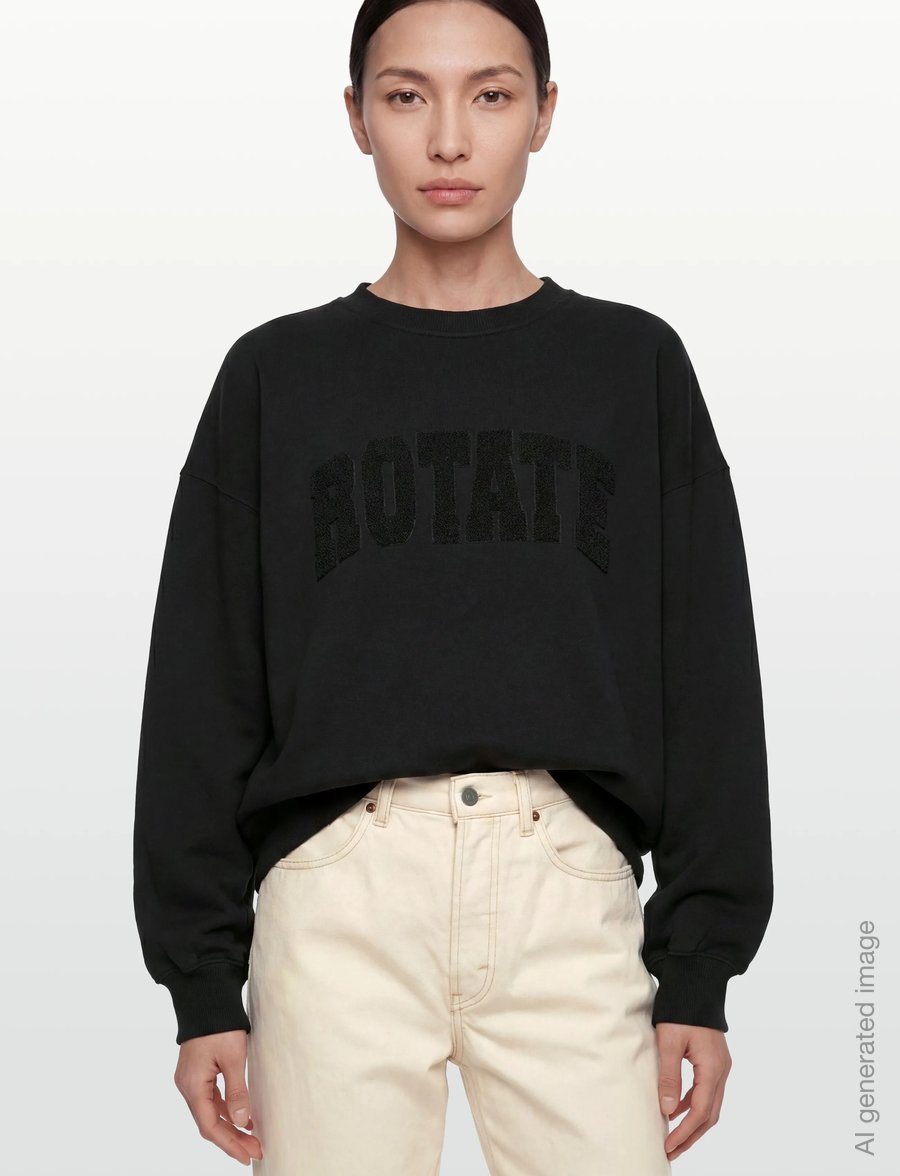 ROTATE Birger Christensen - Heavy Sweat Crewneck - sweatshirts & hoodies - black - 3