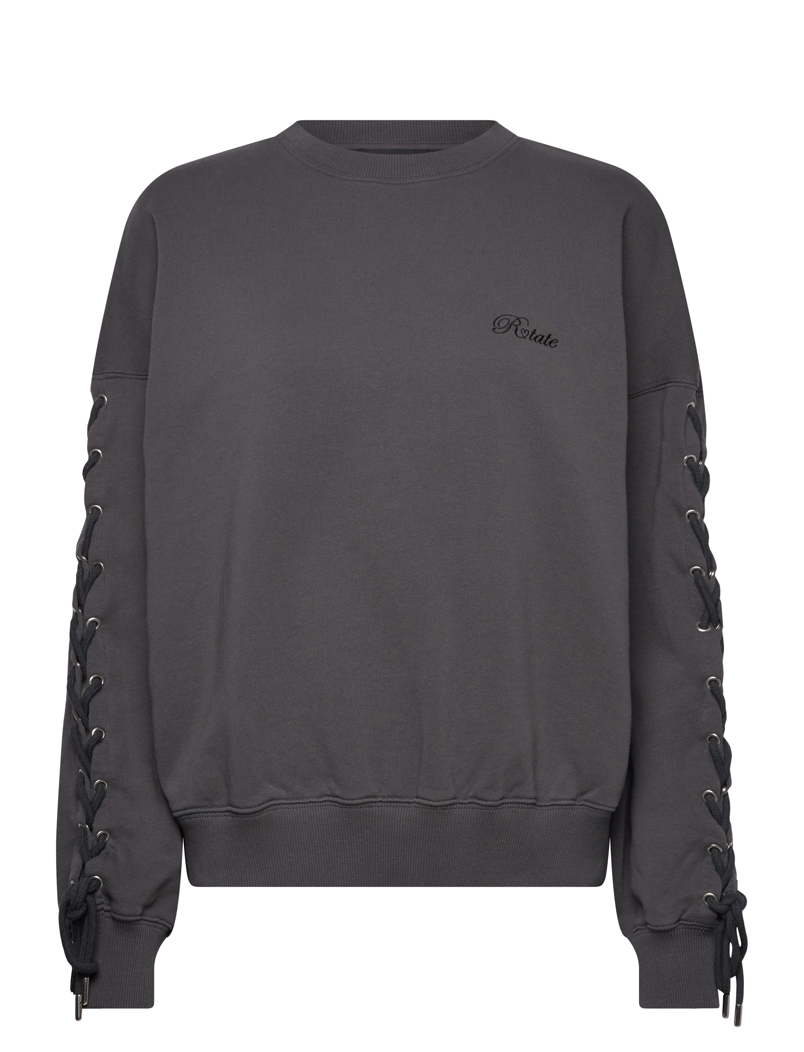 ROTATE Birger Christensen LACING CREWNECK - ROTATE - GRAY PINSTRIPE / grey