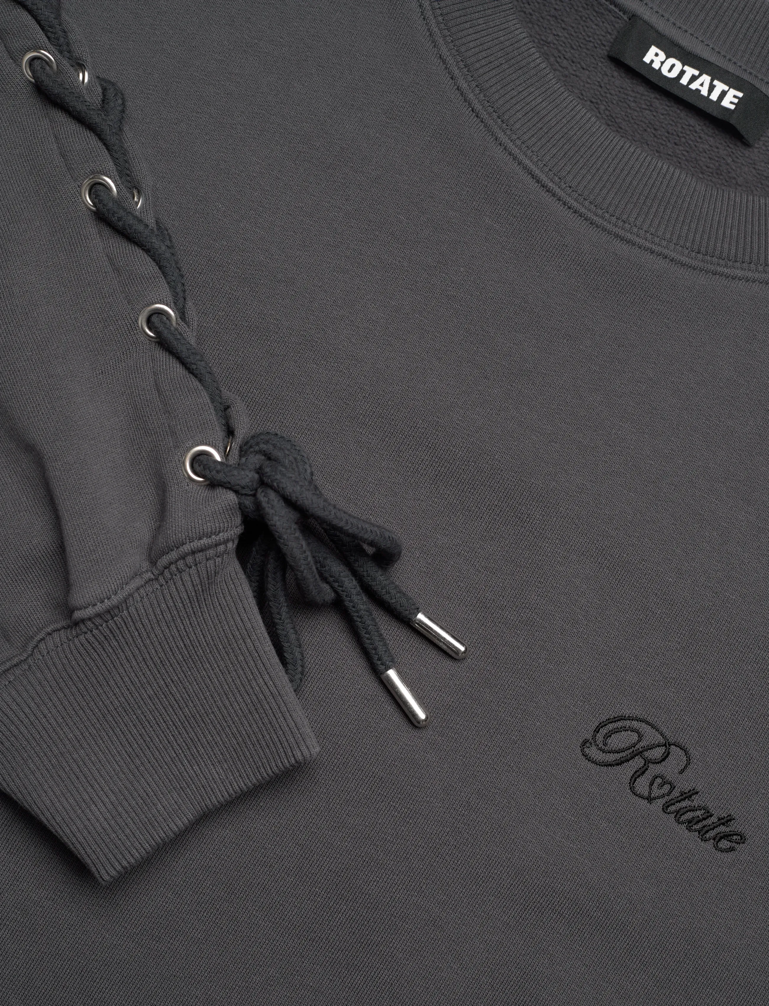 ROTATE Birger Christensen - LACING CREWNECK - sweatshirts & hoodies - gray pinstripe - 5