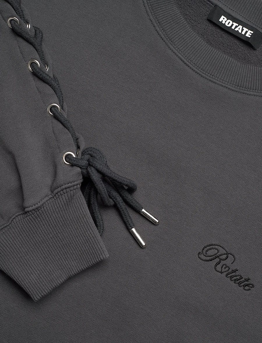 ROTATE Birger Christensen - LACING CREWNECK - sweatshirts & hoodies - gray pinstripe - 5