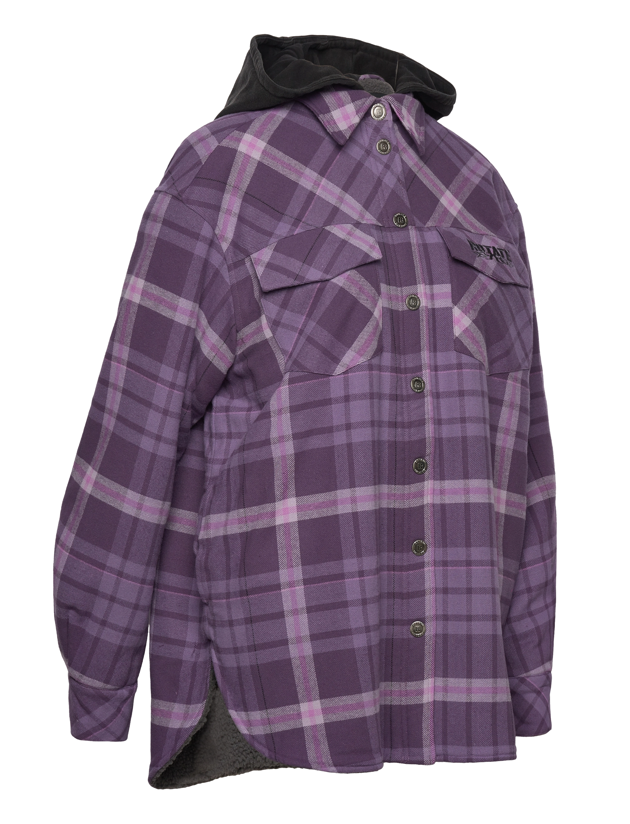 ROTATE Birger Christensen - Flannel Oversized Shirt - kvinder - vintage violet comb. - 3