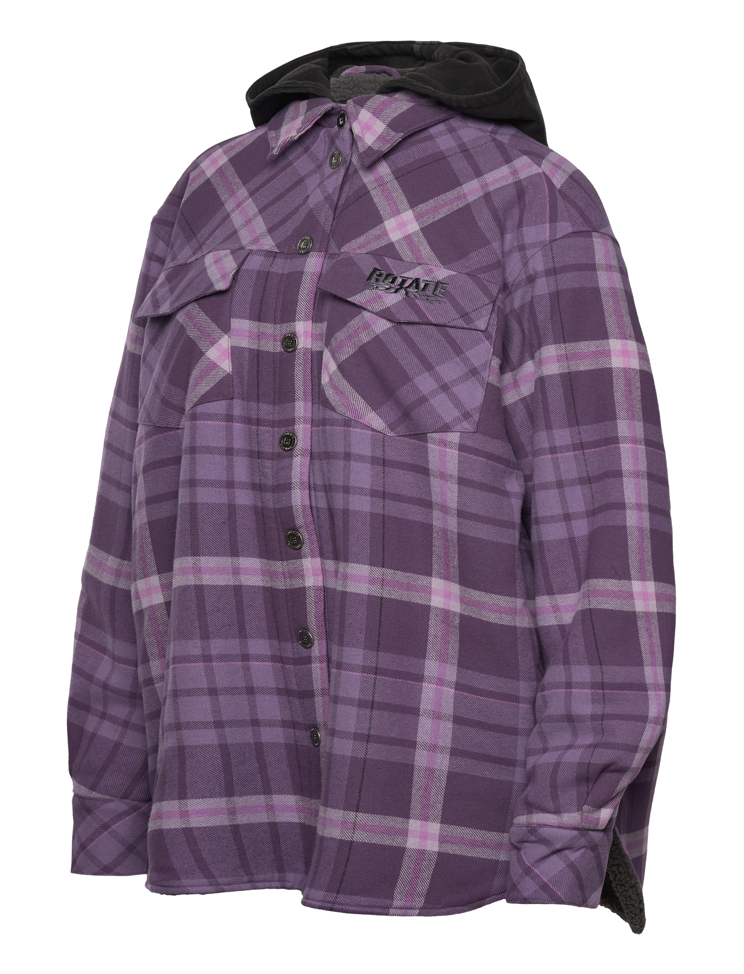 ROTATE Birger Christensen - Flannel Oversized Shirt - kvinder - vintage violet comb. - 4