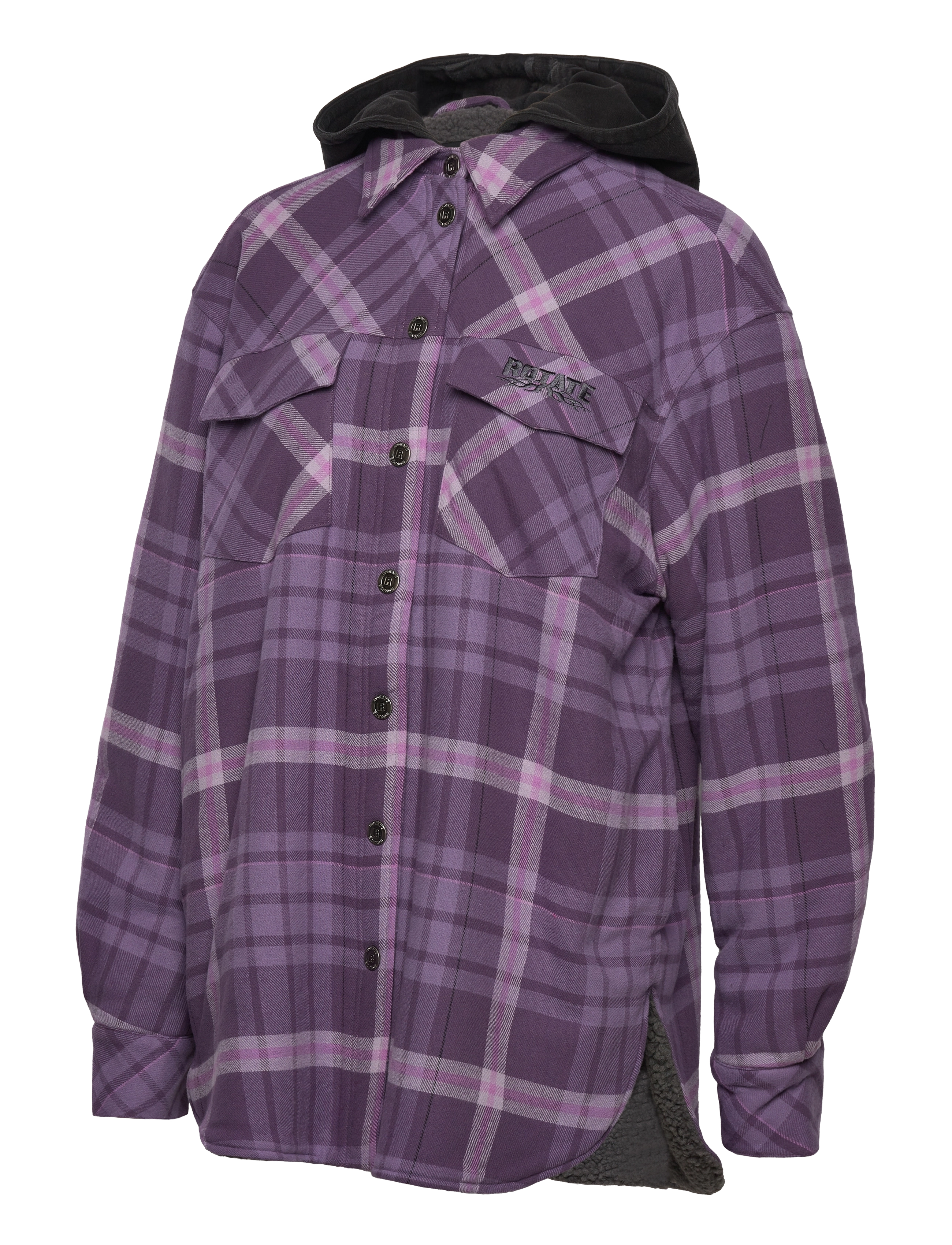 ROTATE Birger Christensen - Flannel Oversized Shirt - kvinder - vintage violet comb. - 5