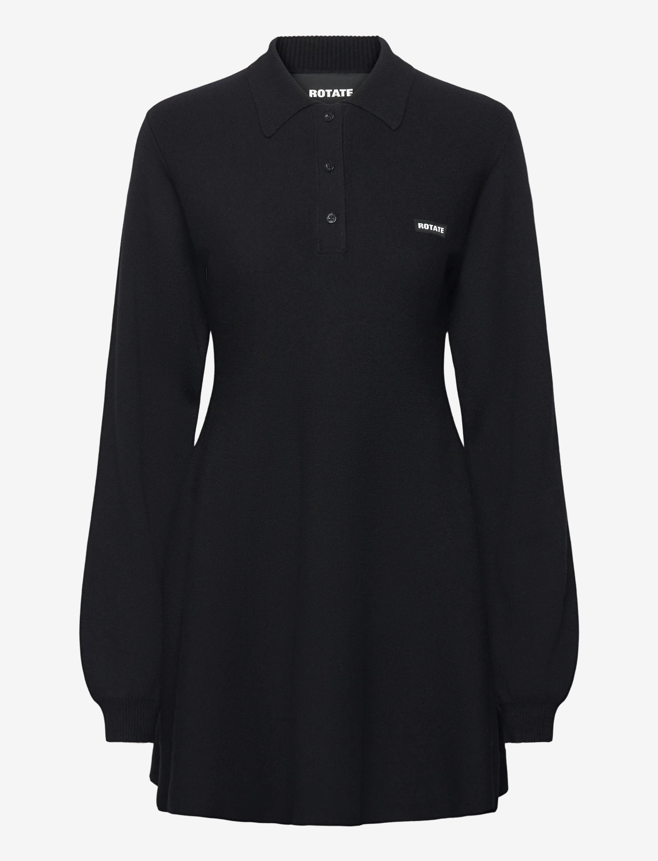 ROTATE Birger Christensen - Slinky Knit Polo Dress - kootud kleidid - black - 1