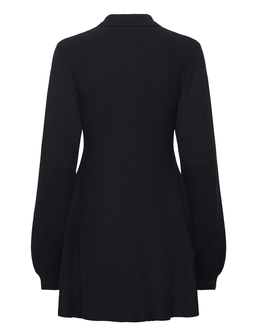 ROTATE Birger Christensen - Slinky Knit Polo Dress - strikkjoler - black - 2
