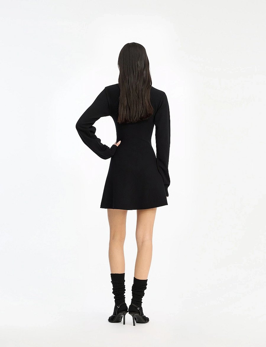 ROTATE Birger Christensen - Slinky Knit Polo Dress - strikkjoler - black - 3