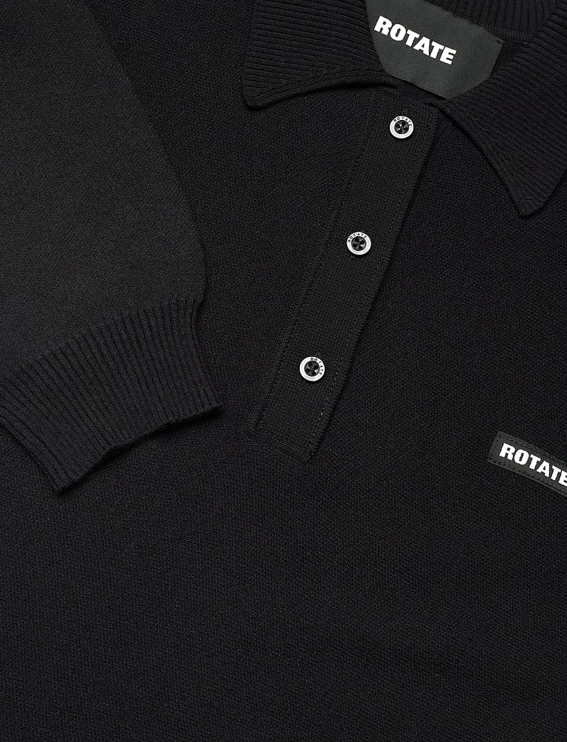 ROTATE Birger Christensen - Slinky Knit Polo Dress - stickade klänningar - black - 5