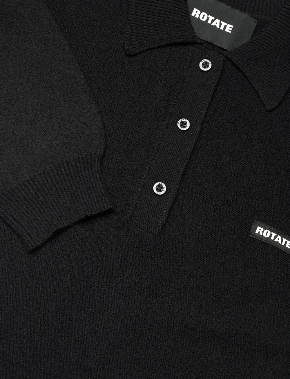 ROTATE Birger Christensen - Slinky Knit Polo Dress - stickade klänningar - black - 5