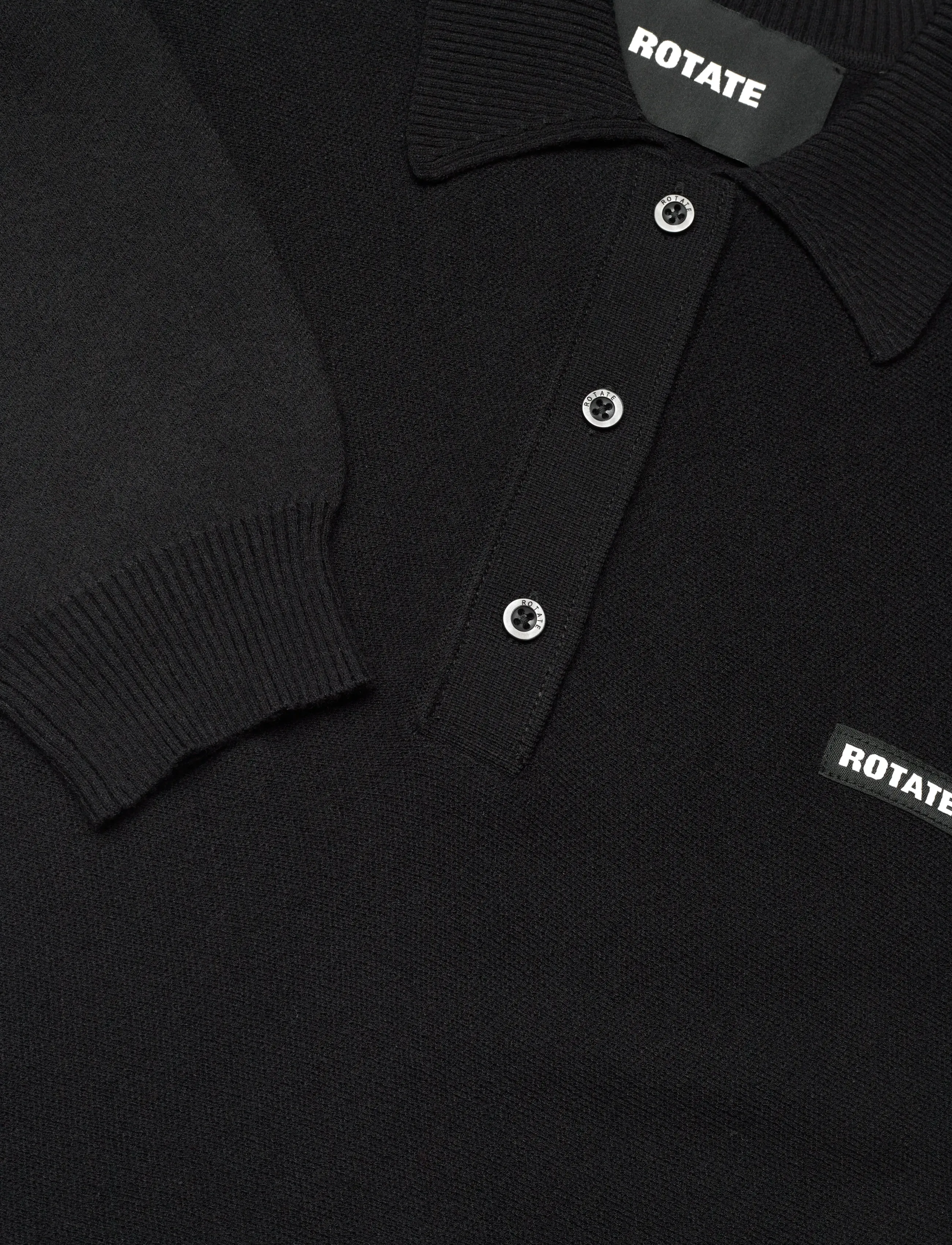 ROTATE Birger Christensen - Slinky Knit Polo Dress - strikkjoler - black - 5
