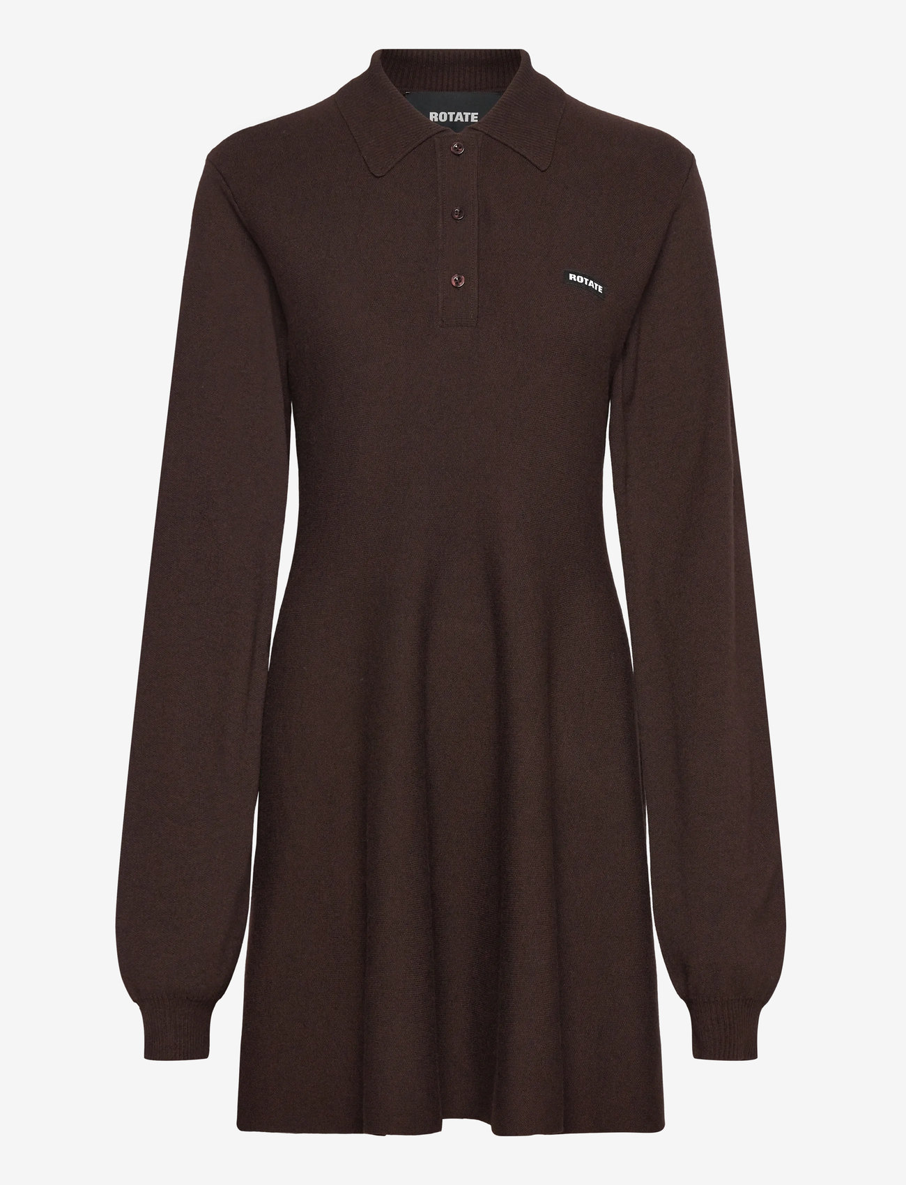 ROTATE Birger Christensen Slinky Knit Polo Dress - ROTATE Birger Christensen - MOLÉ / brown