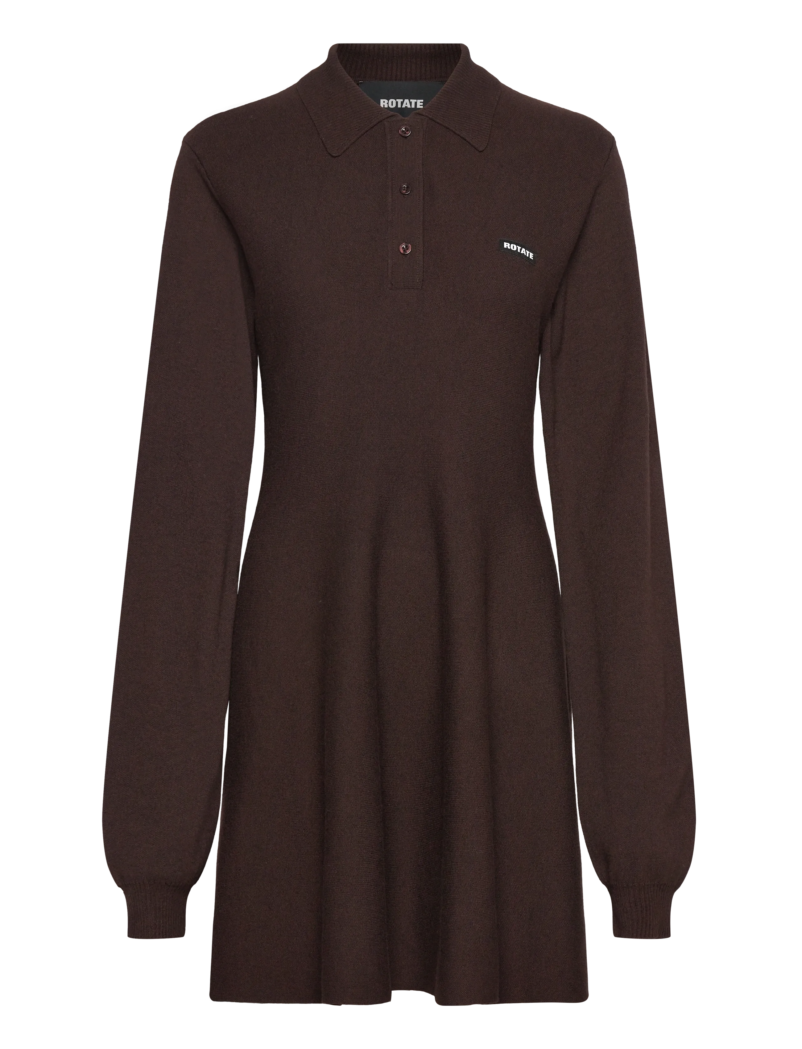 ROTATE Birger Christensen Slinky Knit Polo Dress - ROTATE Birger Christensen - MOLÉ / brown