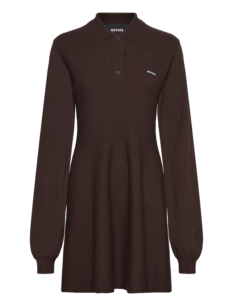 ROTATE Birger Christensen - Slinky Knit Polo Dress - midi dresses - molÉ - 1