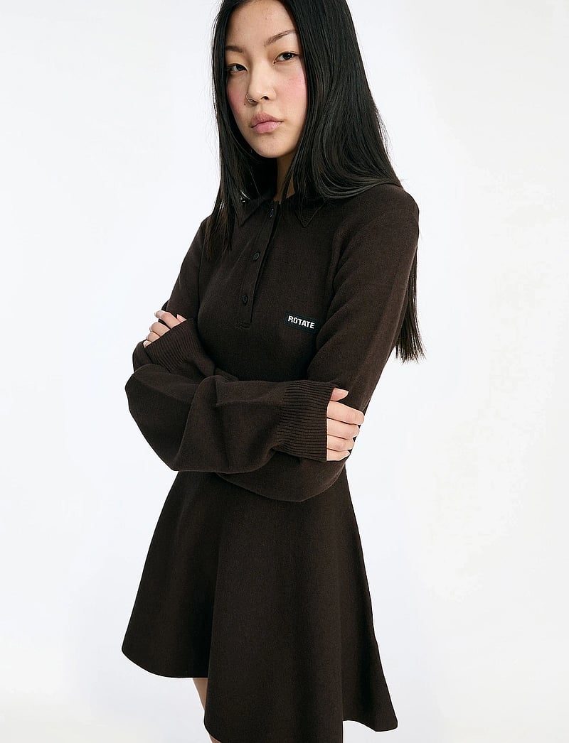 ROTATE Birger Christensen - Slinky Knit Polo Dress - kootud kleidid - molÉ - 4