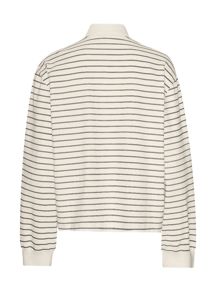 ROTATE Birger Christensen - PIQUE LONGSLEEVE POLO - langärmlige tops - egret comb. - 2