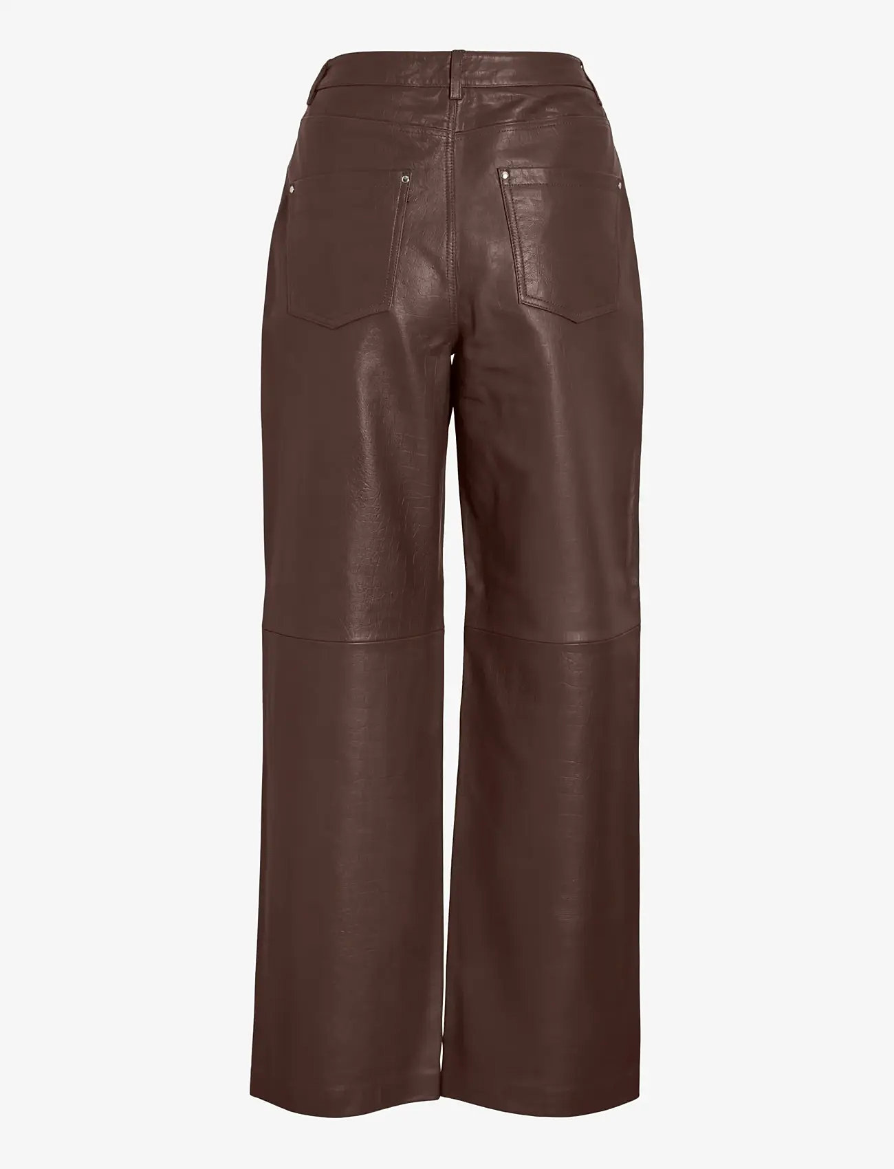 ROUGE EDIT - ROUCAMELY HW S/F LEATHER TROUSER - læderbukser - chicory coffee - 1