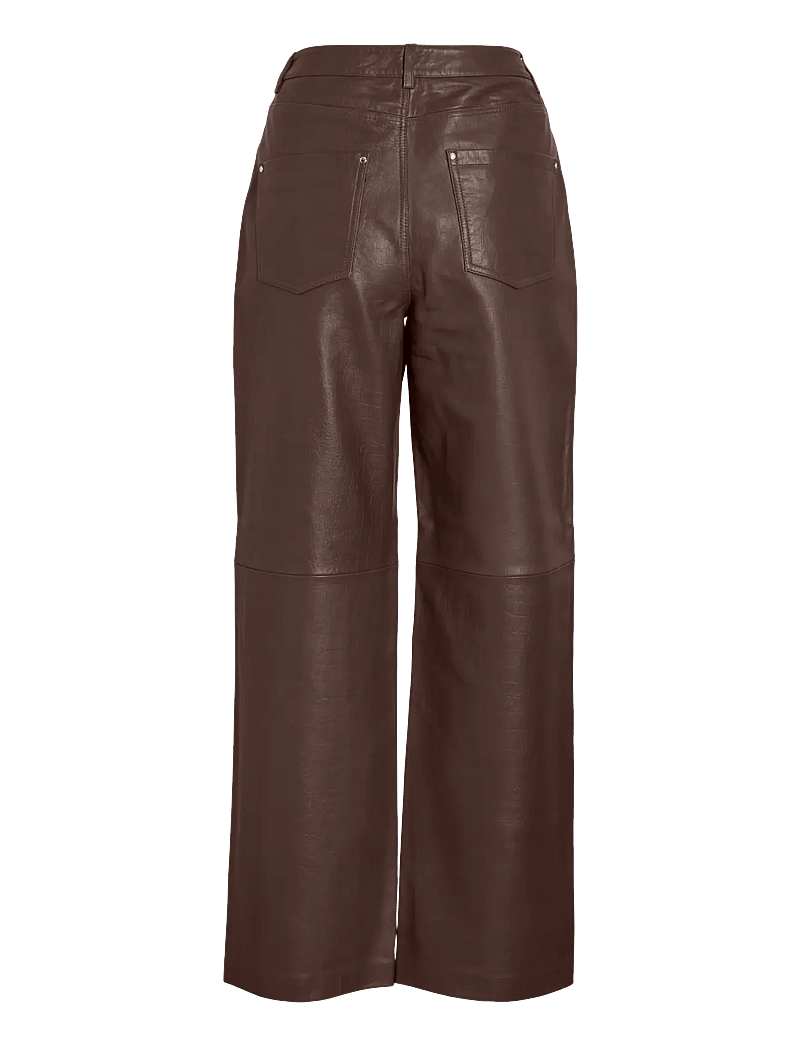 ROUGE EDIT - ROUCAMELY HW S/F LEATHER TROUSER - læderbukser - chicory coffee - 1