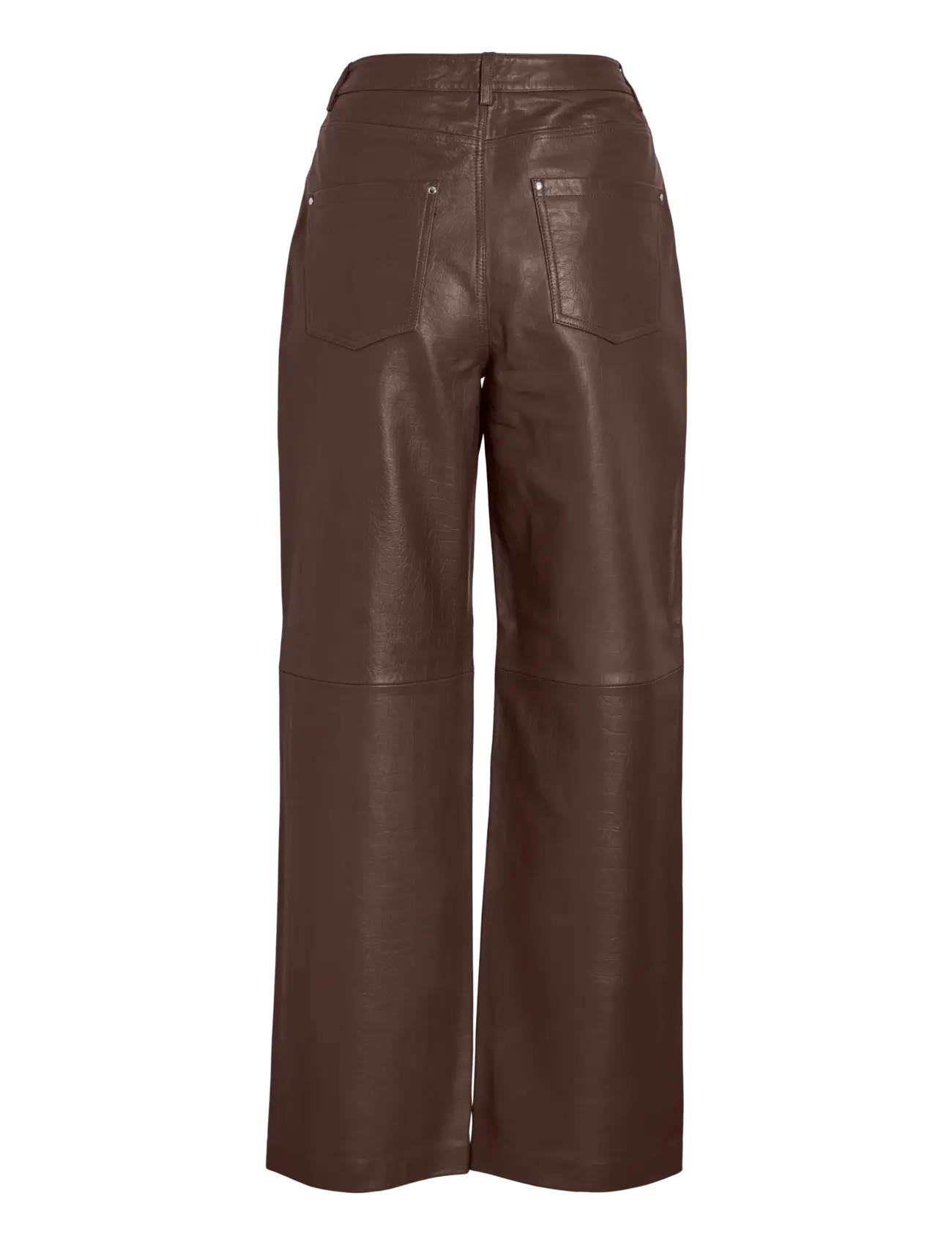 ROUGE EDIT - ROUCAMELY HW S/F LEATHER TROUSER - læderbukser - chicory coffee - 1