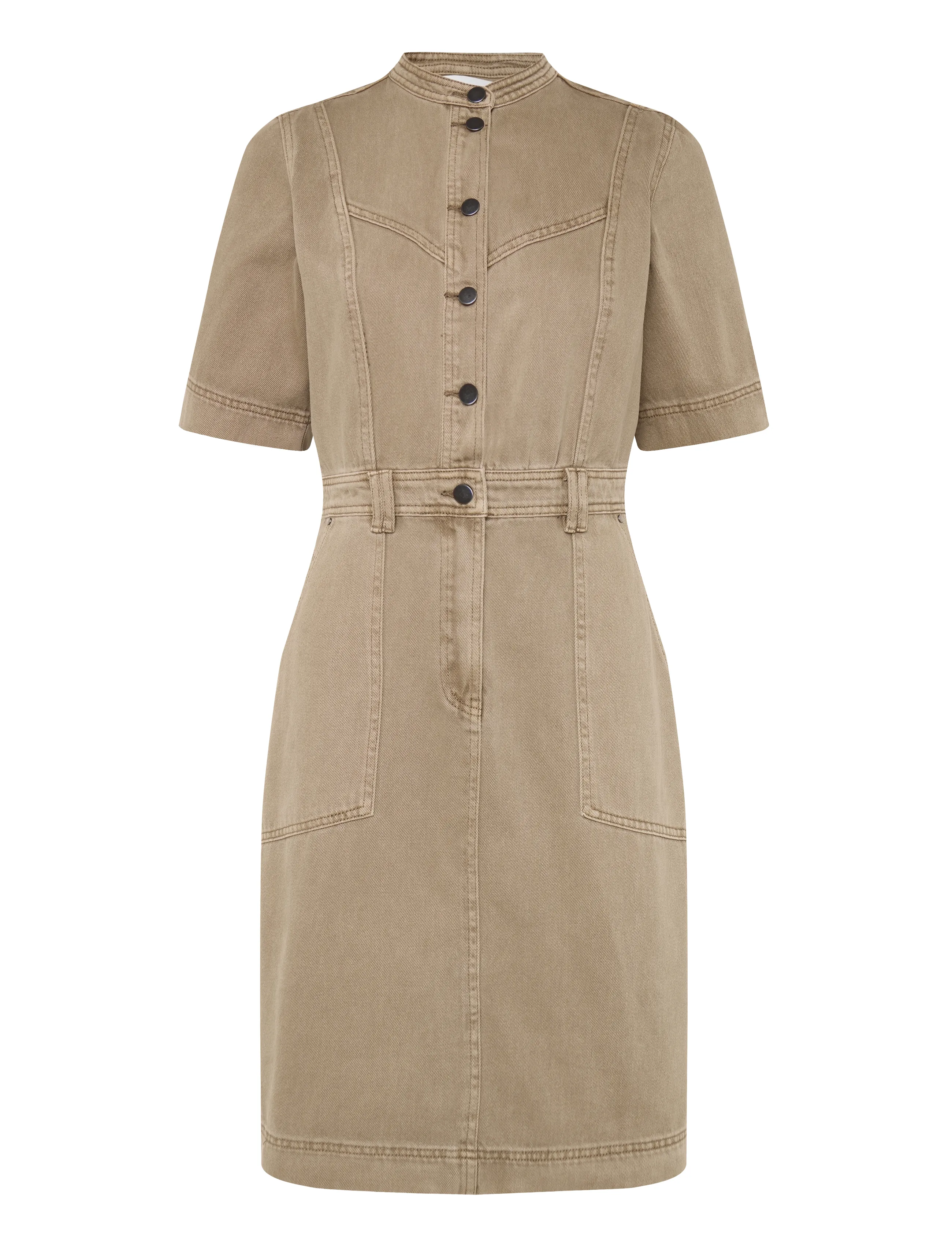 ROUGE EDIT ROUNOVA 2/4 SHORT DENIM DRESS - Hemdkleider - FALLEN ROCK / beige