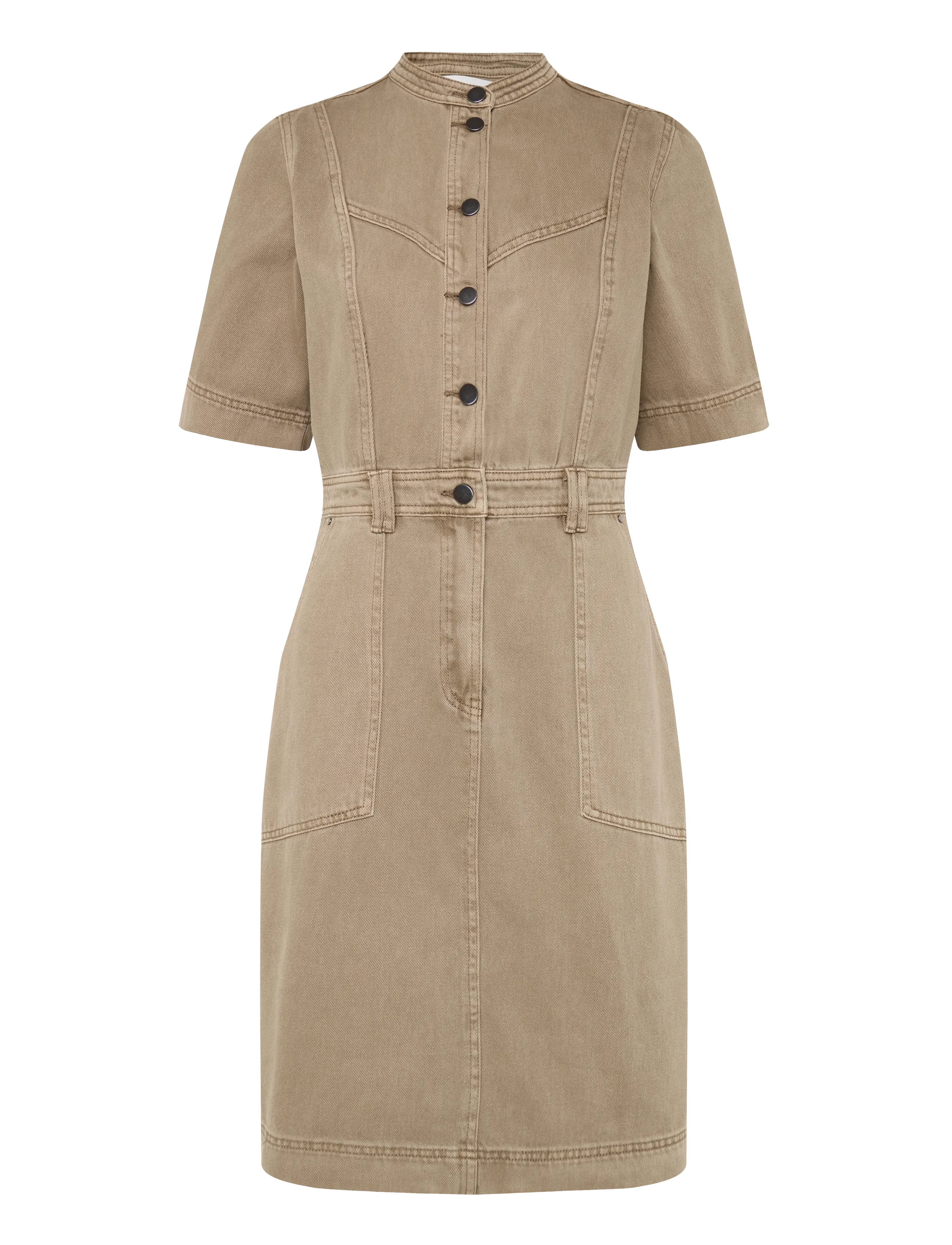 ROUGE EDIT ROUNOVA 2/4 SHORT DENIM DRESS - Jeanskleider - FALLEN ROCK / beige