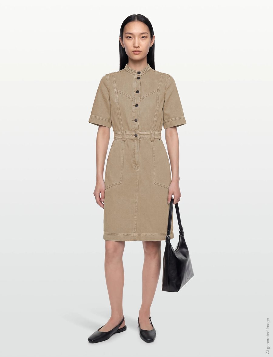 ROUGE EDIT - ROUNOVA 2/4 SHORT DENIM DRESS - skjortklänningar - fallen rock - 0