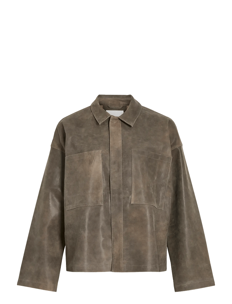 ROUGE EDIT - ROUNILA LS LEATHER OVERSHIRT/1 - overshirts - petrified oak - 1