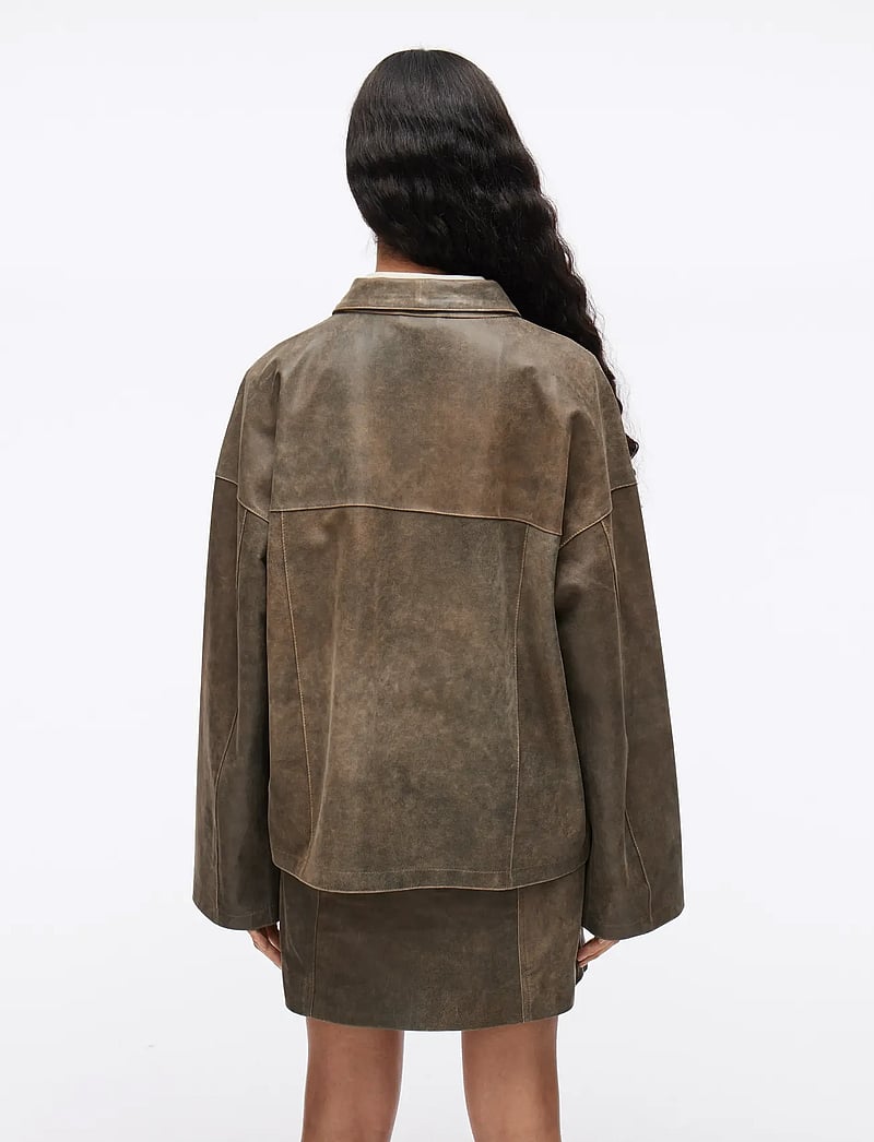 ROUGE EDIT - ROUNILA LS LEATHER OVERSHIRT/1 - overshirts - petrified oak - 3