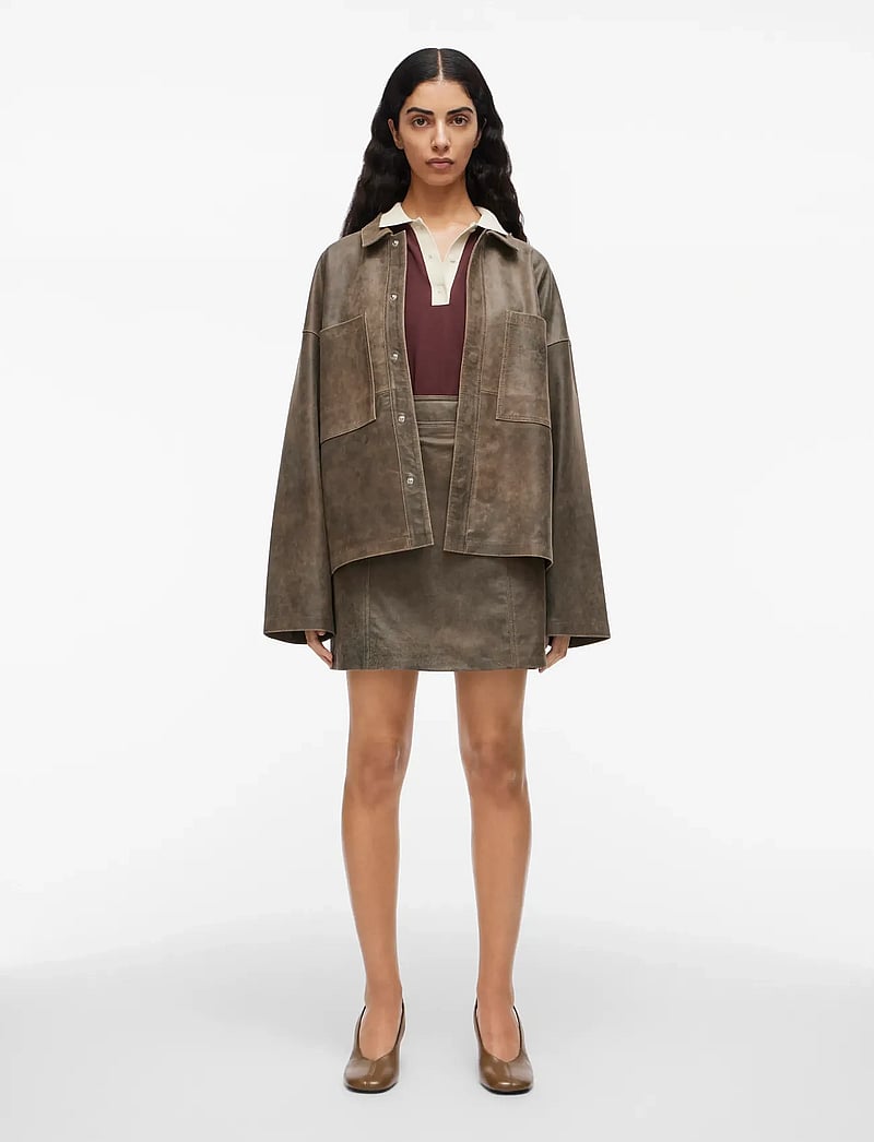 ROUGE EDIT - ROUNILA LS LEATHER OVERSHIRT/1 - overshirts - petrified oak - 4
