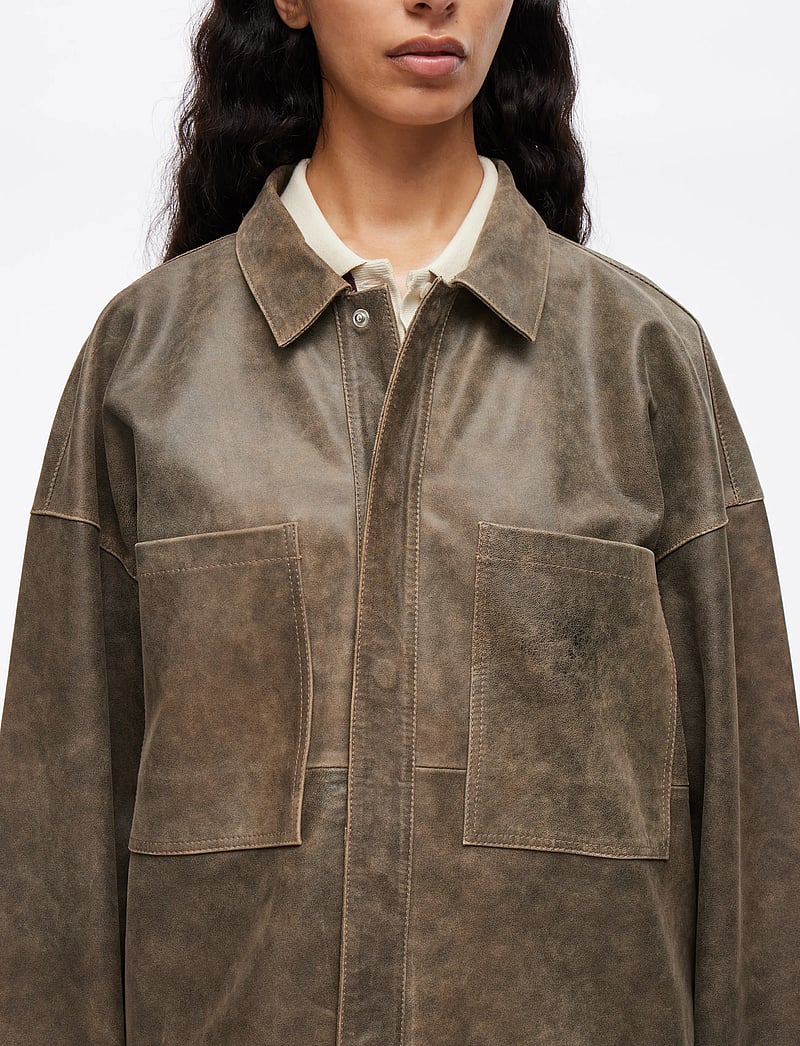 ROUGE EDIT - ROUNILA LS LEATHER OVERSHIRT/1 - overshirts - petrified oak - 5
