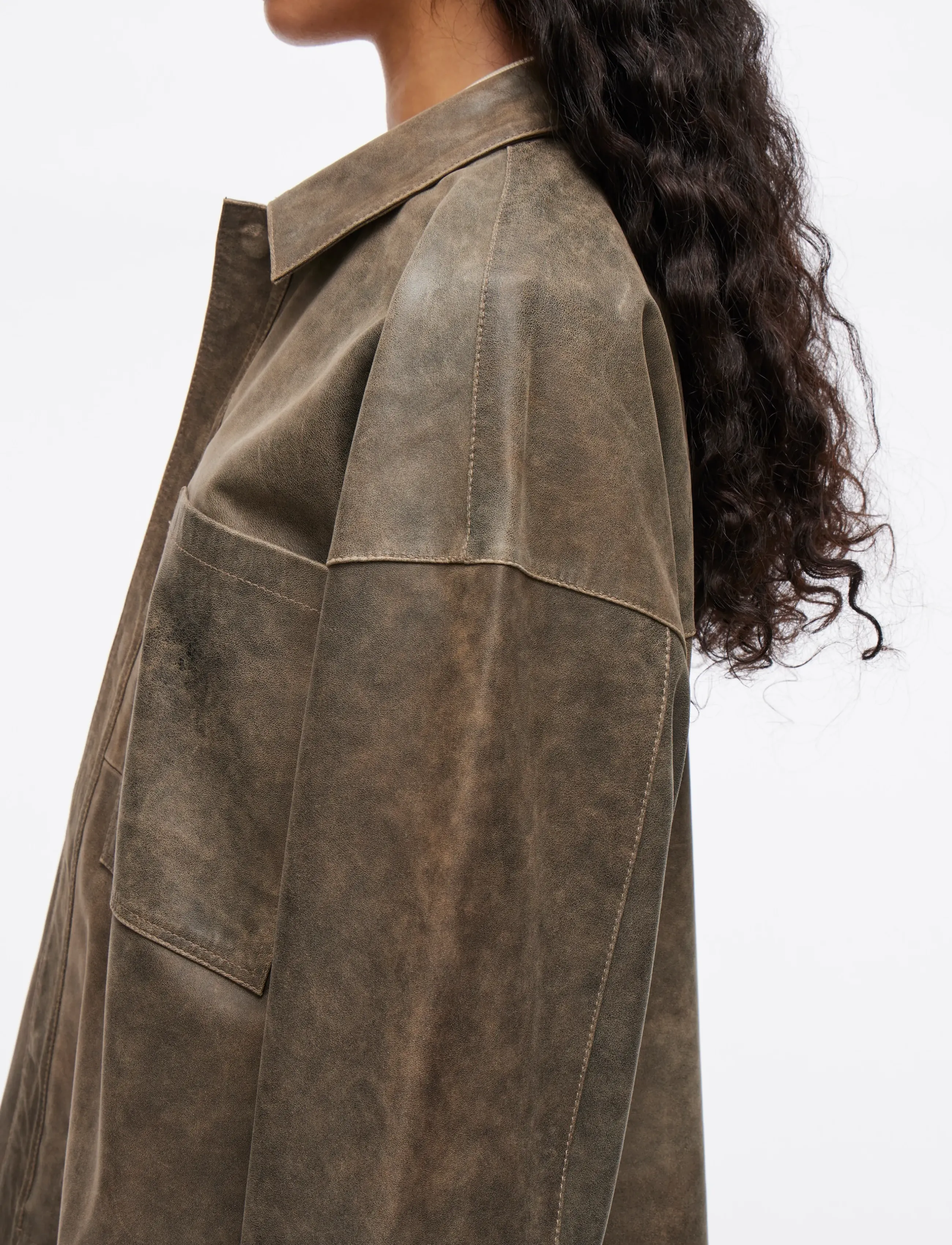 ROUGE EDIT Rounila Ls Leather Overshirt/1 skjortor dam – bild 5