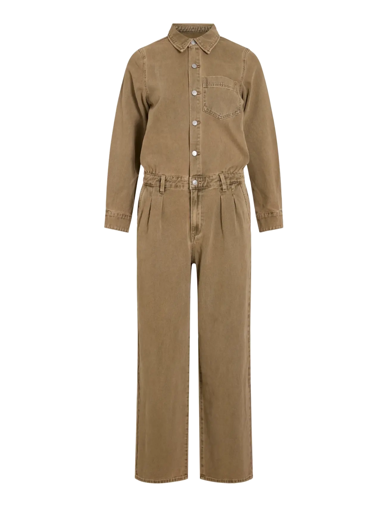 ROUGE EDIT ROUJOLIE LS DENIM JUMPSUIT - ROUGE EDIT - PETRIFIED OAK / brown