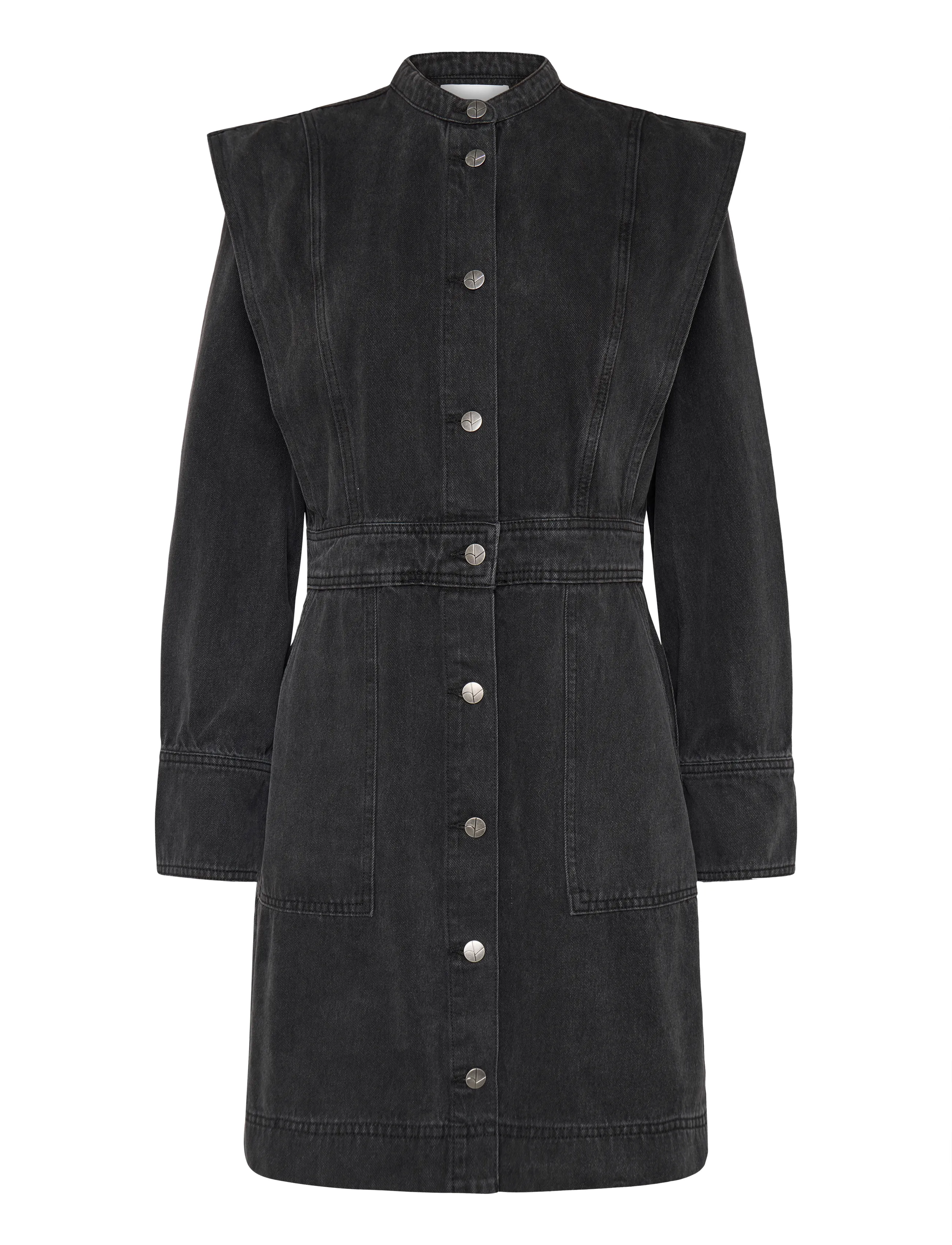 ROUGE EDIT ROUMORA LS SHORT DENIM DRESS - Särkkleidid - METEORITE / grey