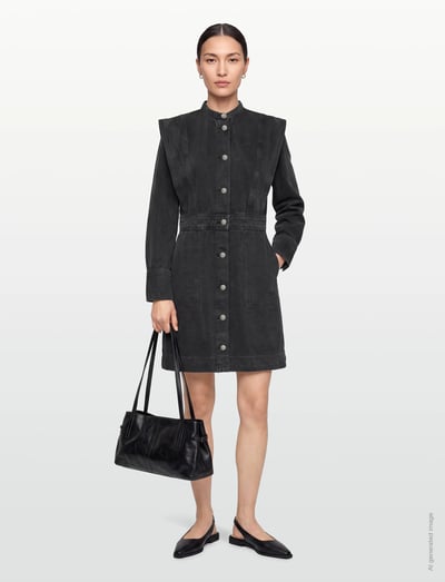 ROUGE EDIT ROUMORA LS SHORT DENIM DRESS - Hemdkleider - METEORITE / grey