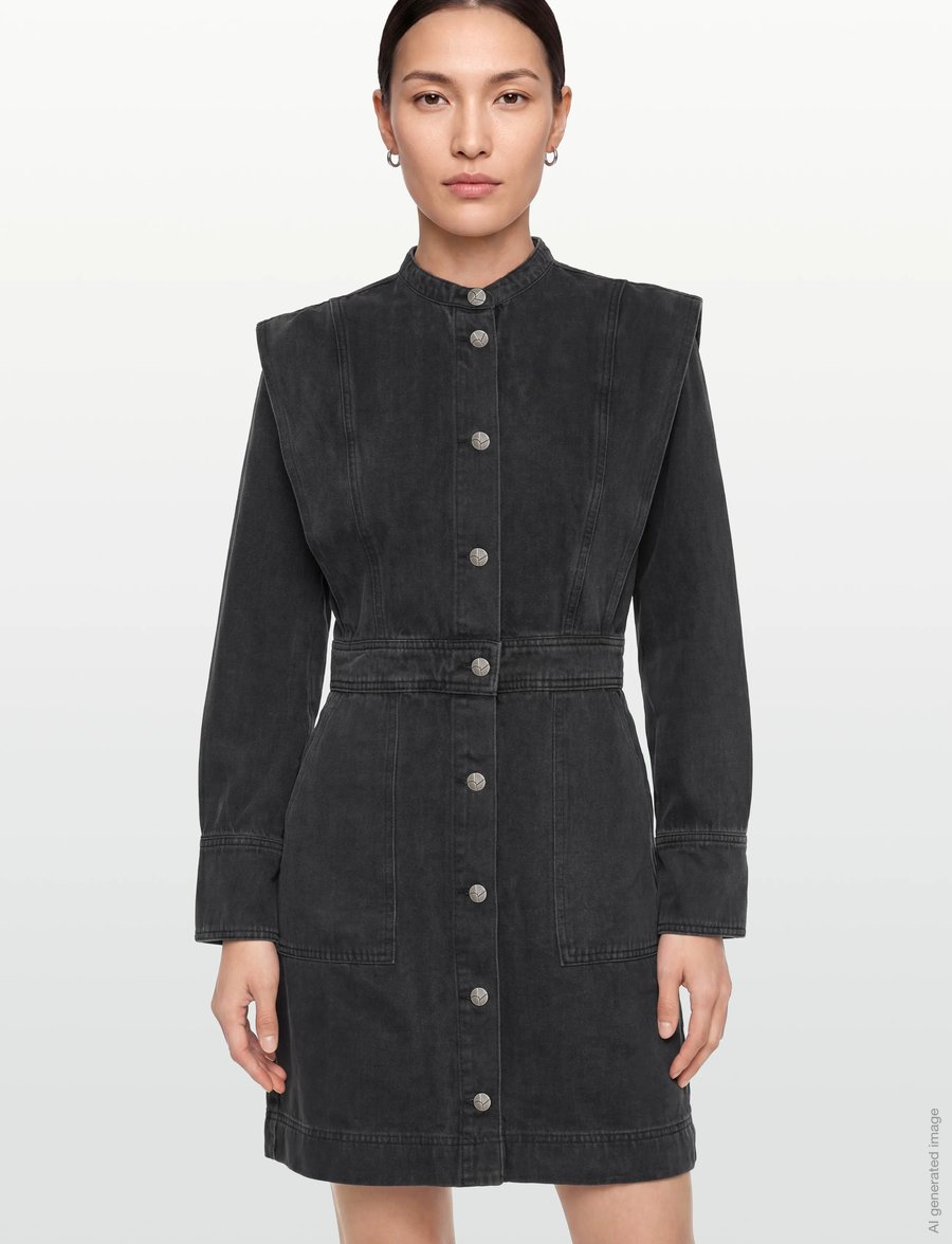 ROUGE EDIT - ROUMORA LS SHORT DENIM DRESS - skjortklänningar - meteorite - 3