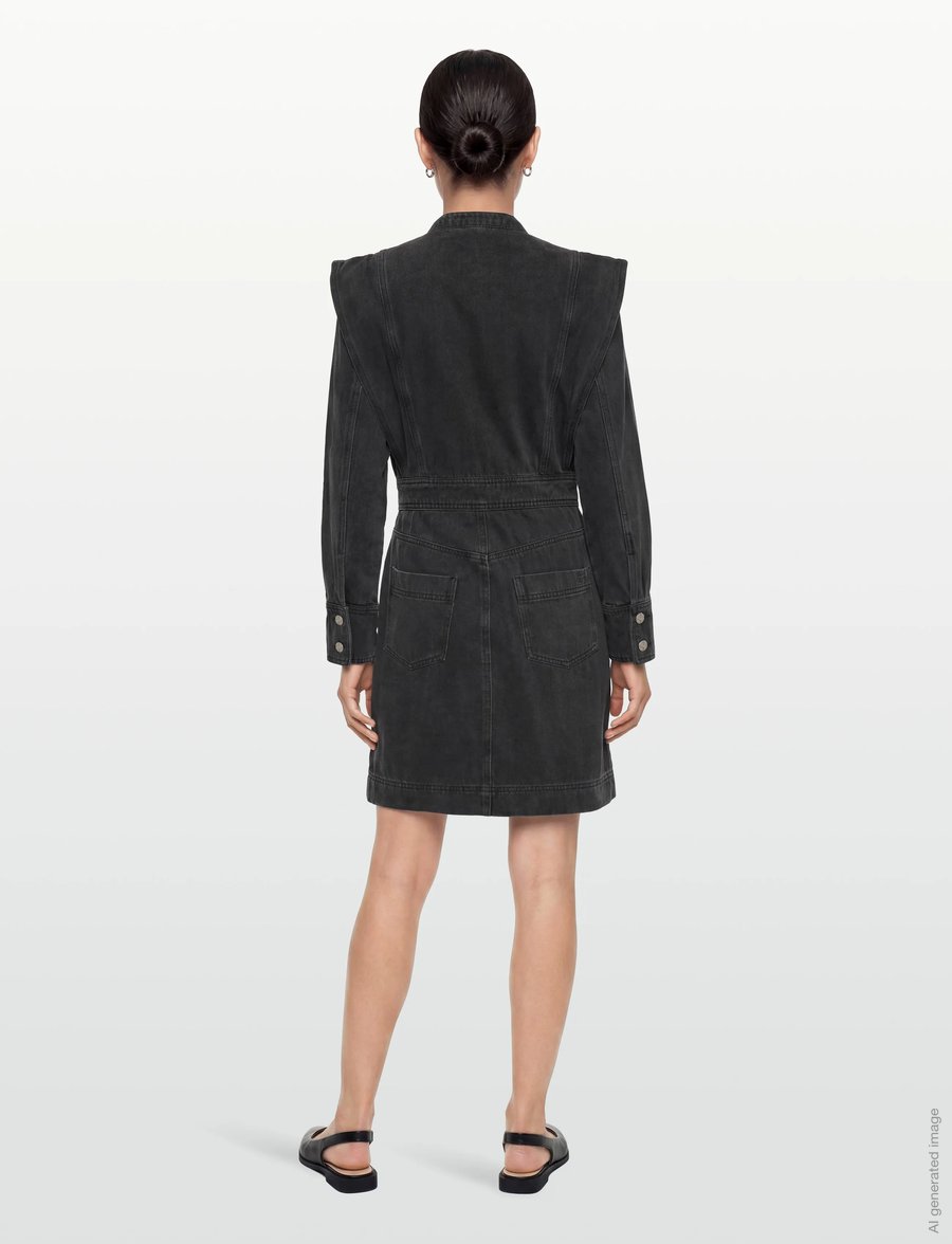 ROUGE EDIT - ROUMORA LS SHORT DENIM DRESS - skjortklänningar - meteorite - 4