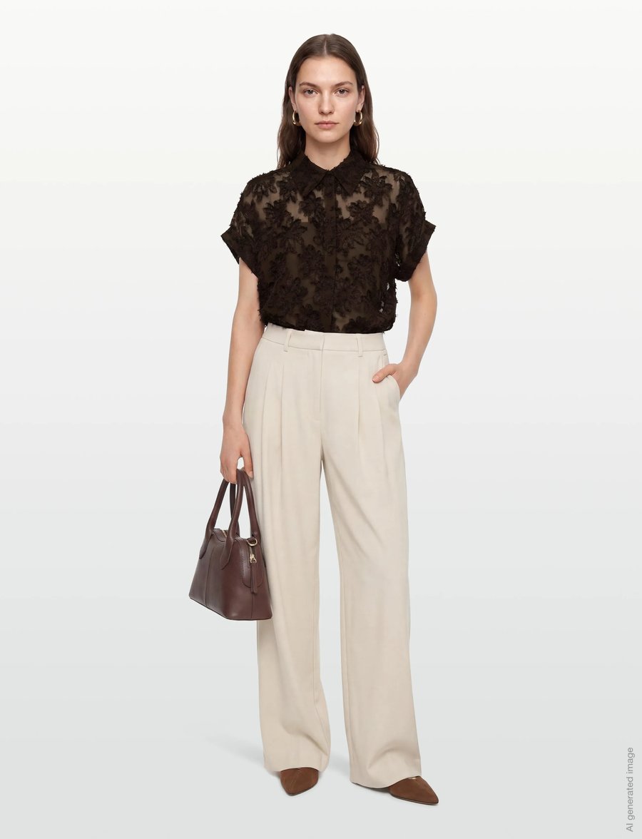 ROUGE EDIT - ROUKYOTO S/S SHIRT/2 - kortærmede skjorter - seal brown - 0