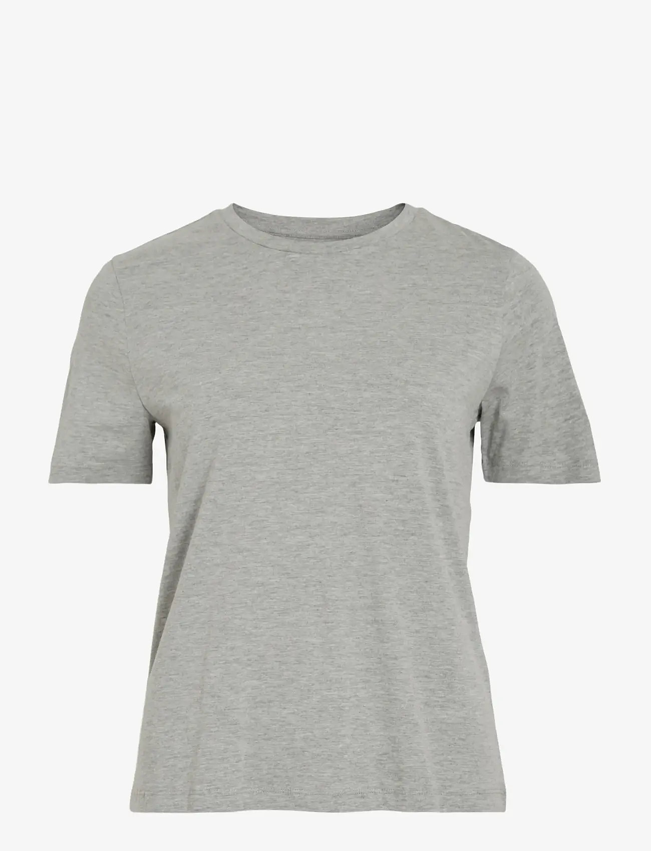 ROUGE EDIT - ROUPIMA SS EMB. O-NECK TEE - laveste priser - light grey melange - 1