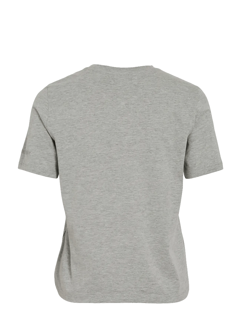 ROUGE EDIT - ROUPIMA SS EMB. O-NECK TEE - t-shirts - light grey melange - 2